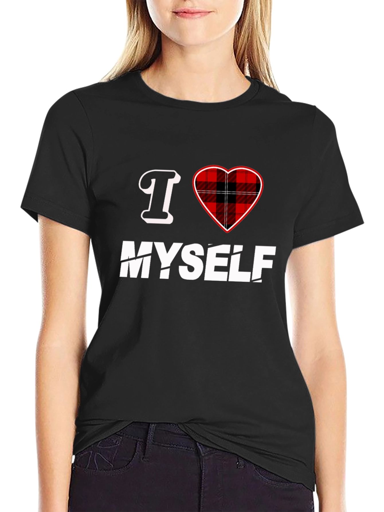I Heart Myself Plaid Heart Graphic Tee