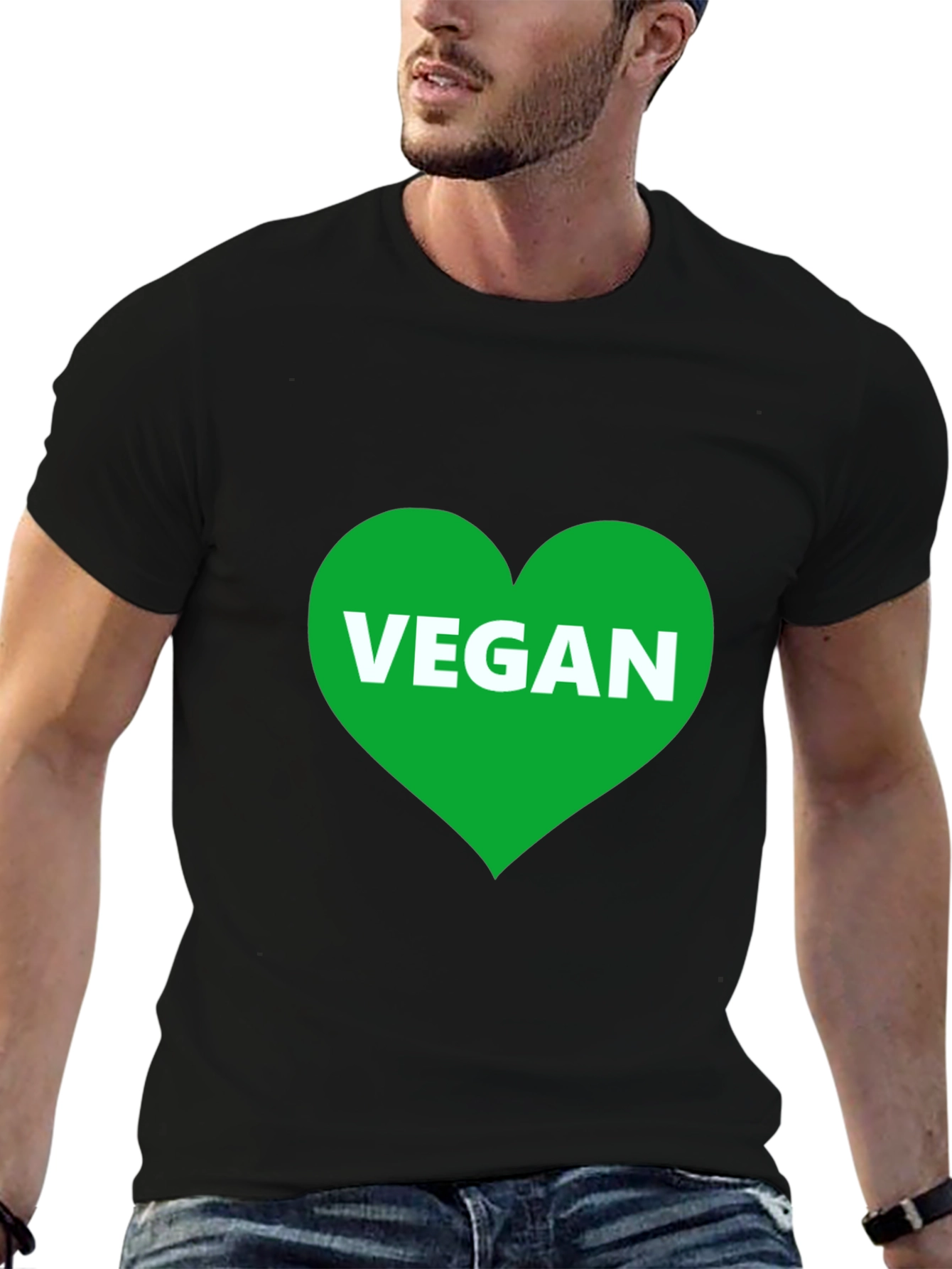 Vegan Heart T-Shirt - Black Graphic Tee