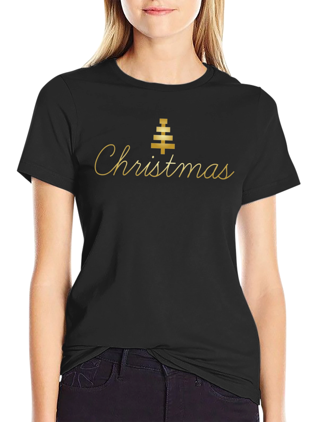 Christmas Tree Graphic Black T-Shirt
