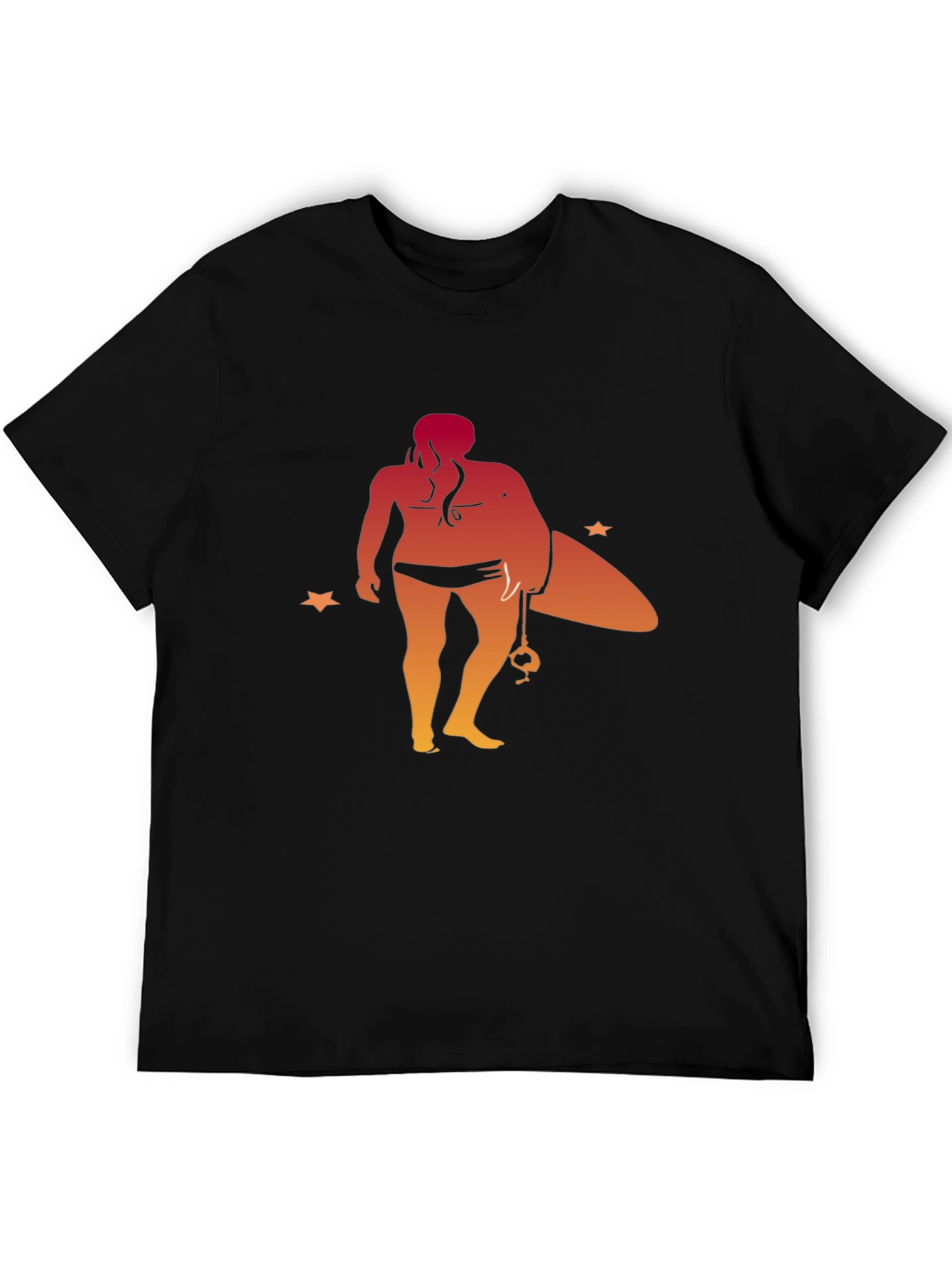 Surfer Girl Graphic Tee - Black Cotton T-Shirt