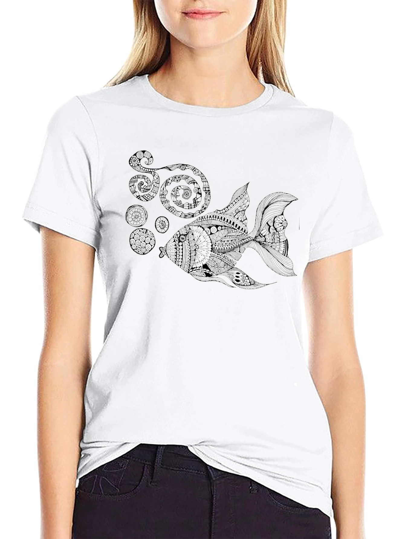 Abstract Goldfish Graphic T-Shirt - Black