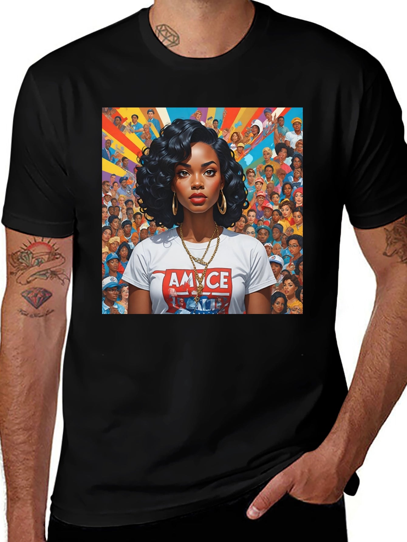 Stylish Graphic Tee - Black