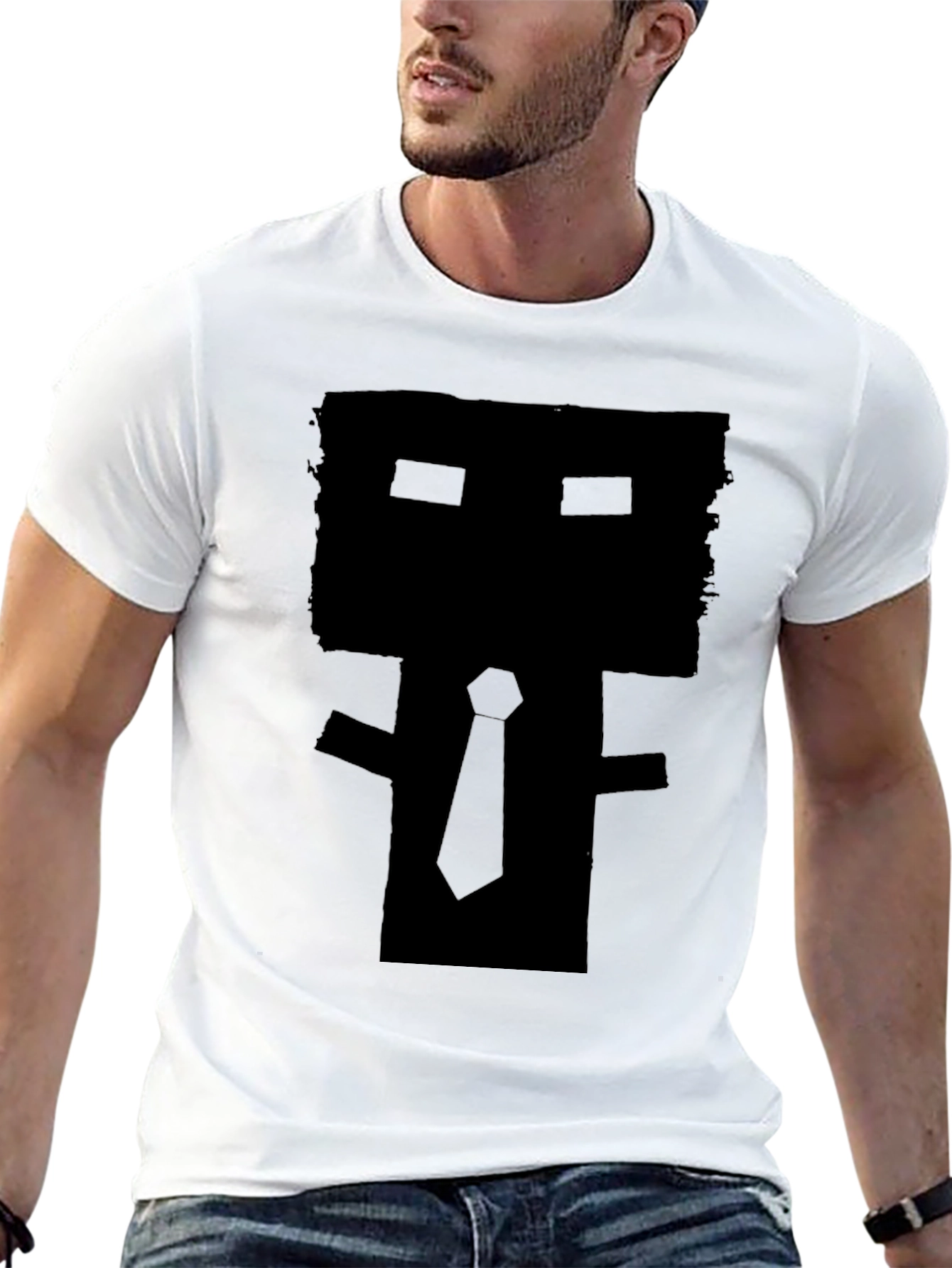 Abstract Geometric Silhouette Tee - Mens Black Graphic T-Shirt