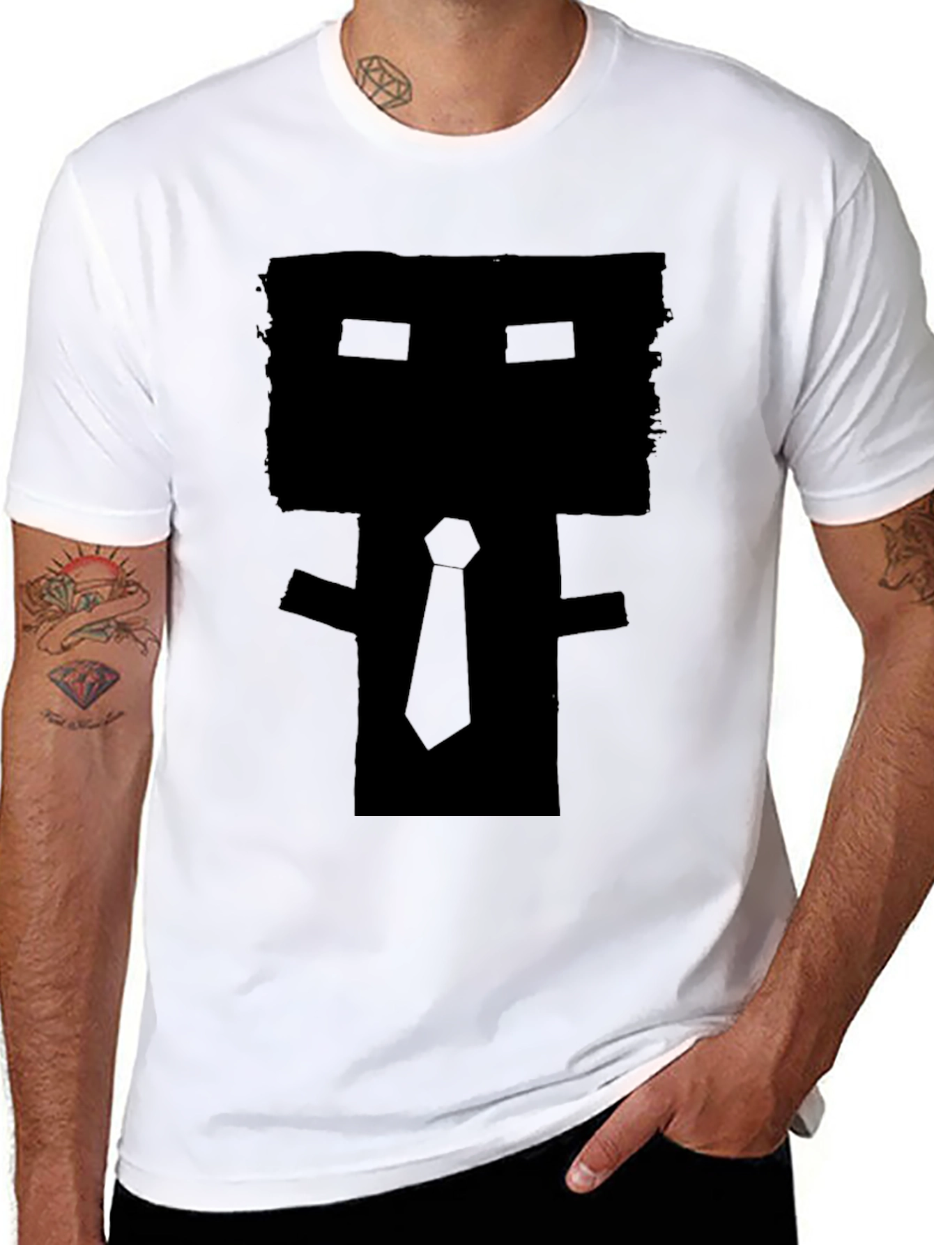 Abstract Geometric Silhouette Tee - Mens Black Graphic T-Shirt
