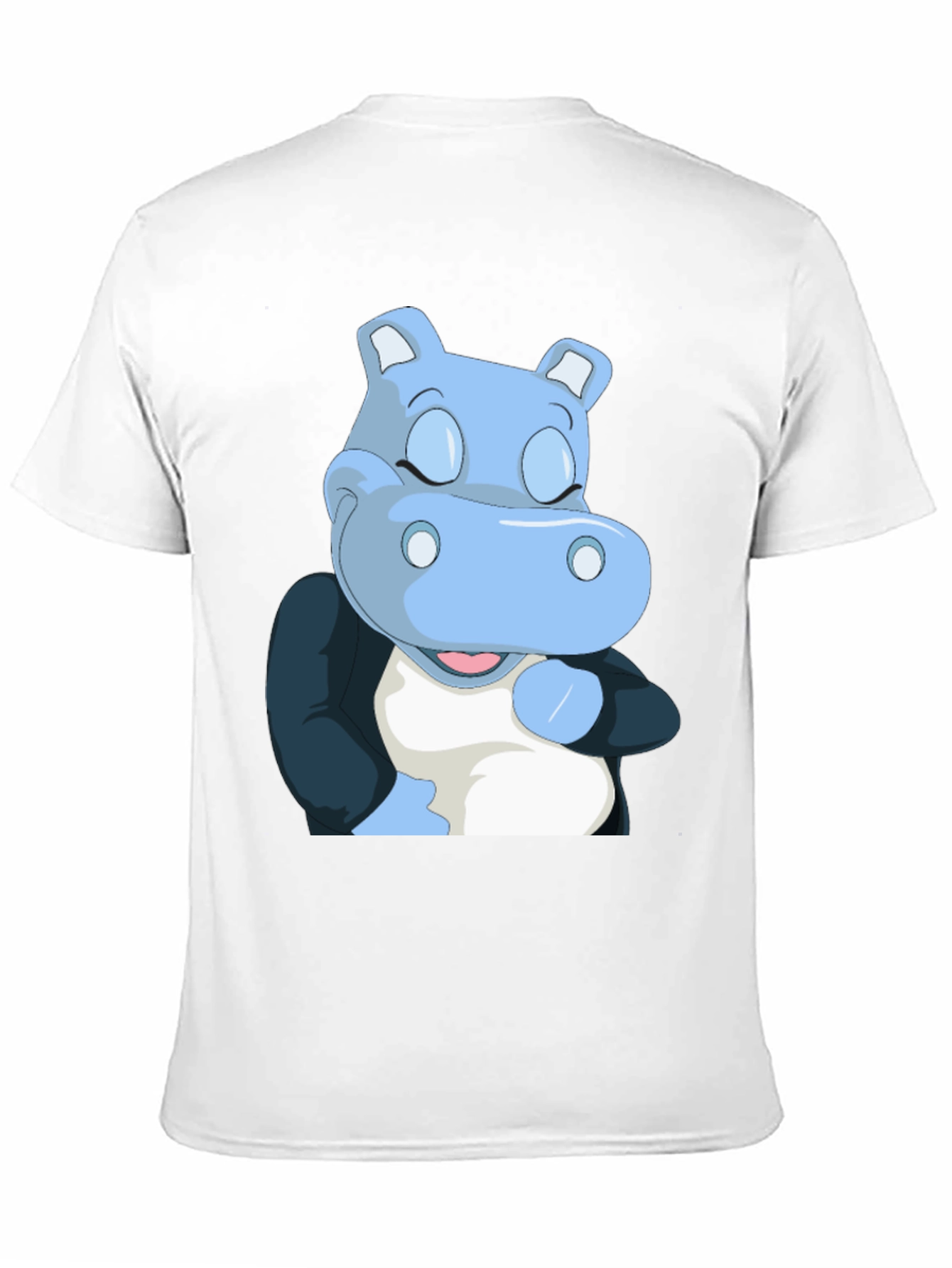 Cartoon Hippo Graphic T-Shirt - Soft Black Cotton Tee