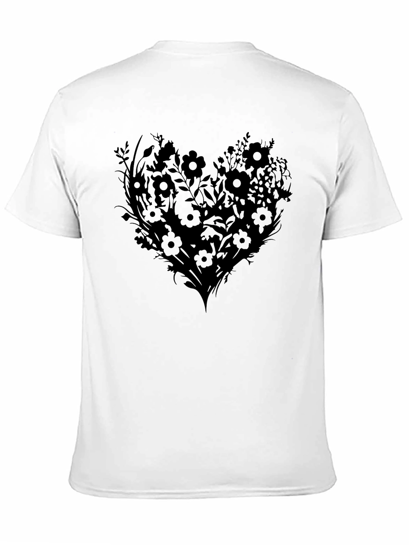 Floral Heart Graphic Tee - Black