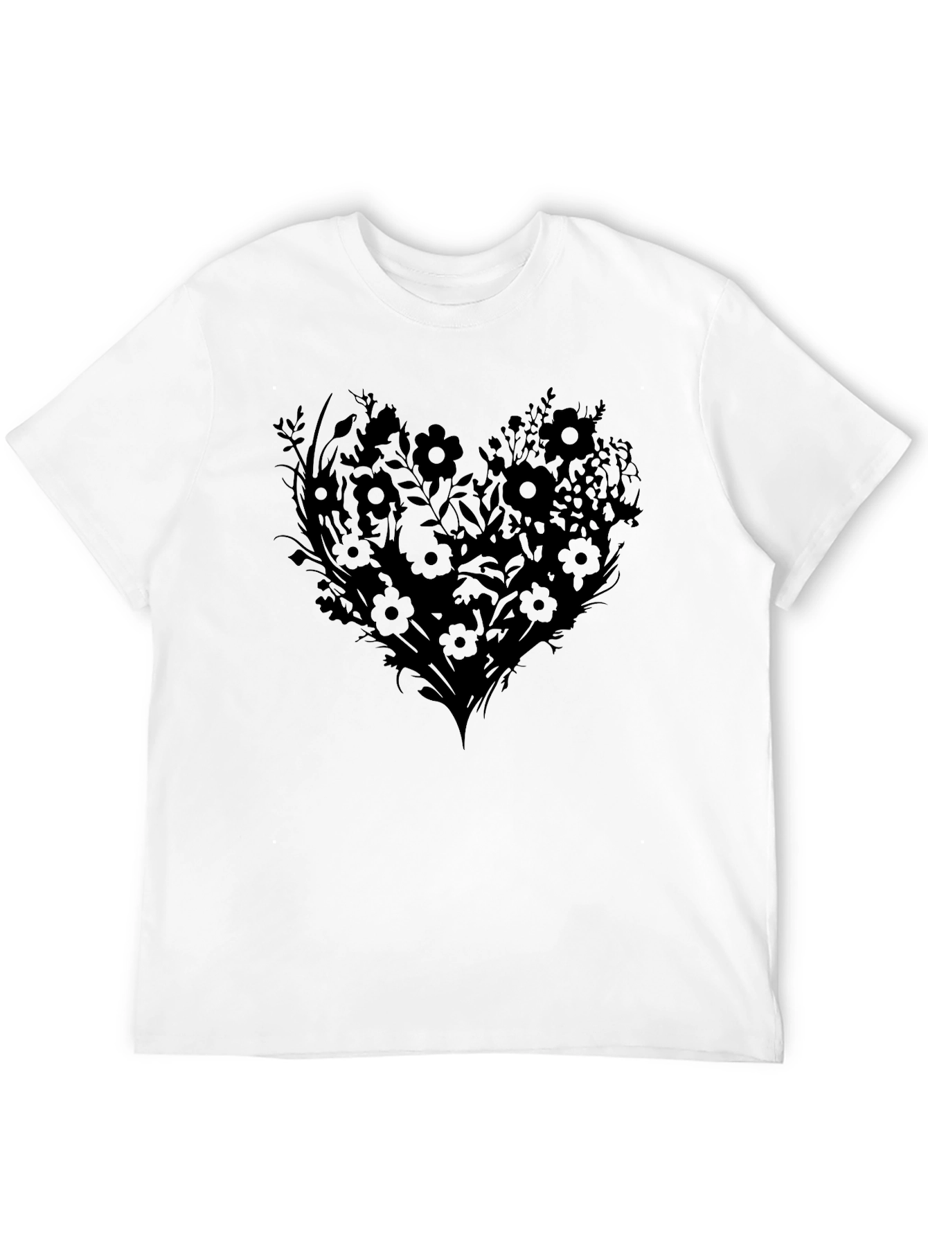 Floral Heart Graphic Tee - Black