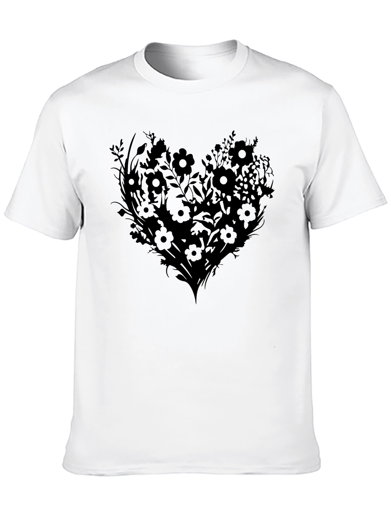 Floral Heart Graphic Tee - Black