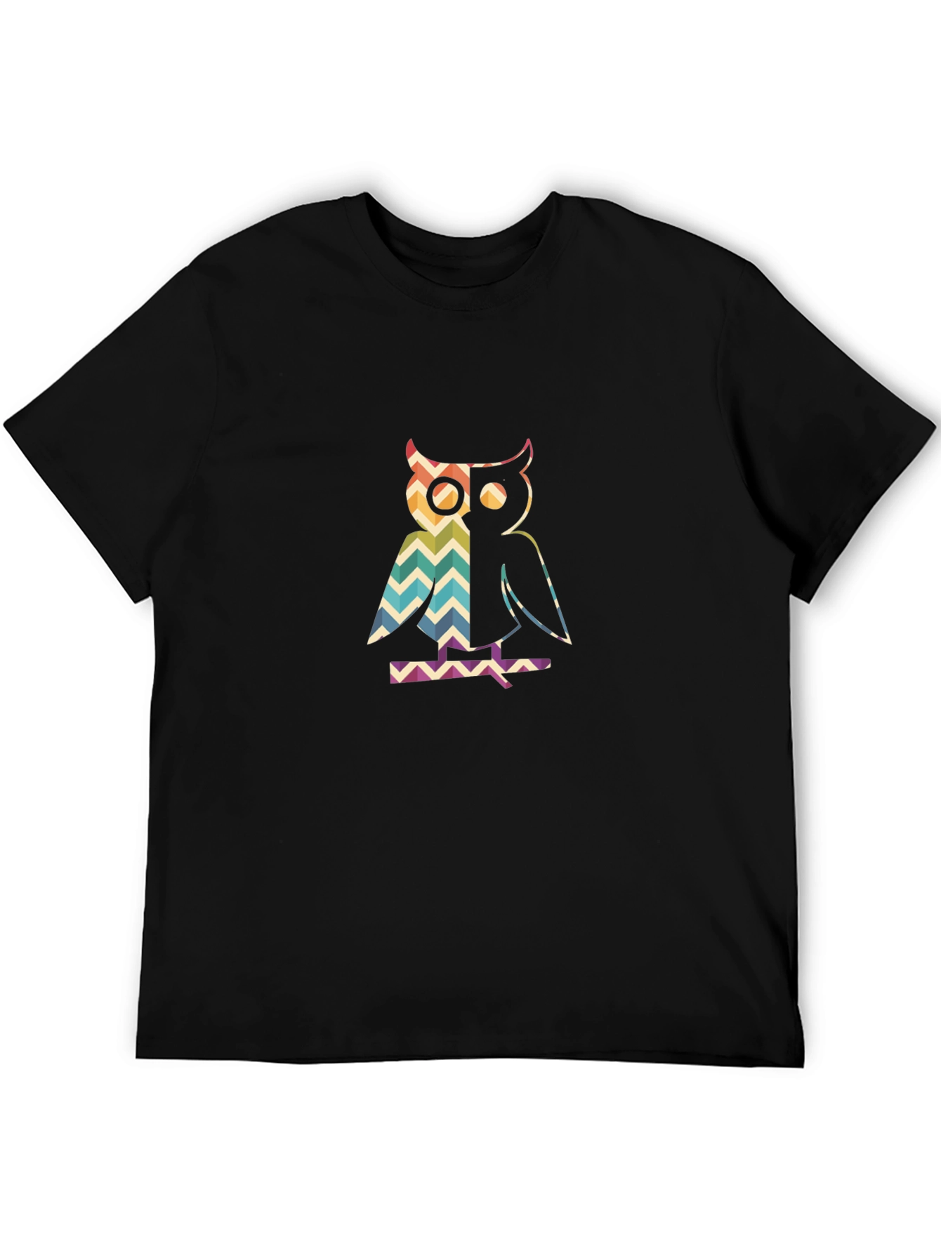 Retro Owl Graphic Tee - Mens Black T-Shirt