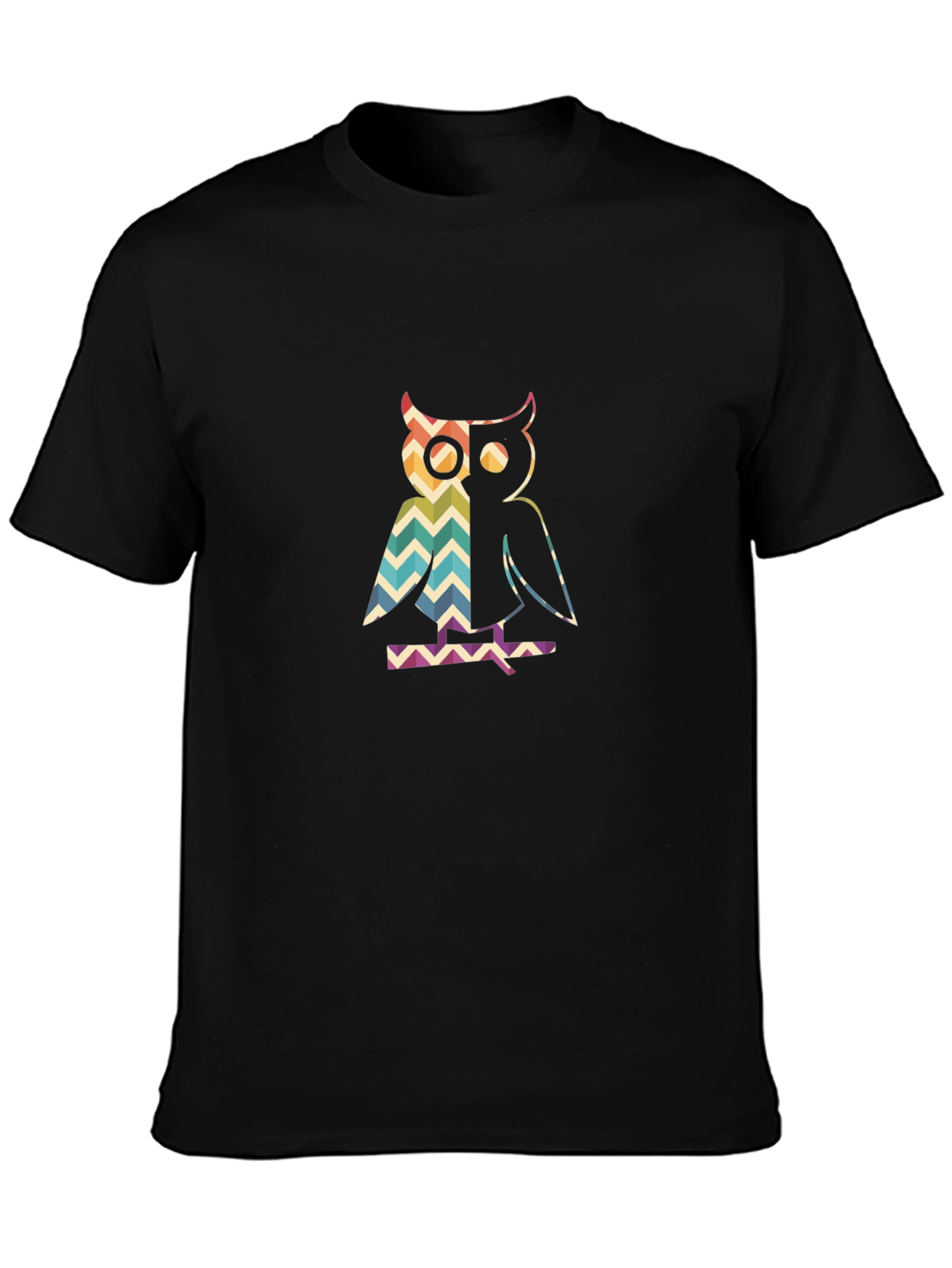 Retro Owl Graphic Tee - Mens Black T-Shirt