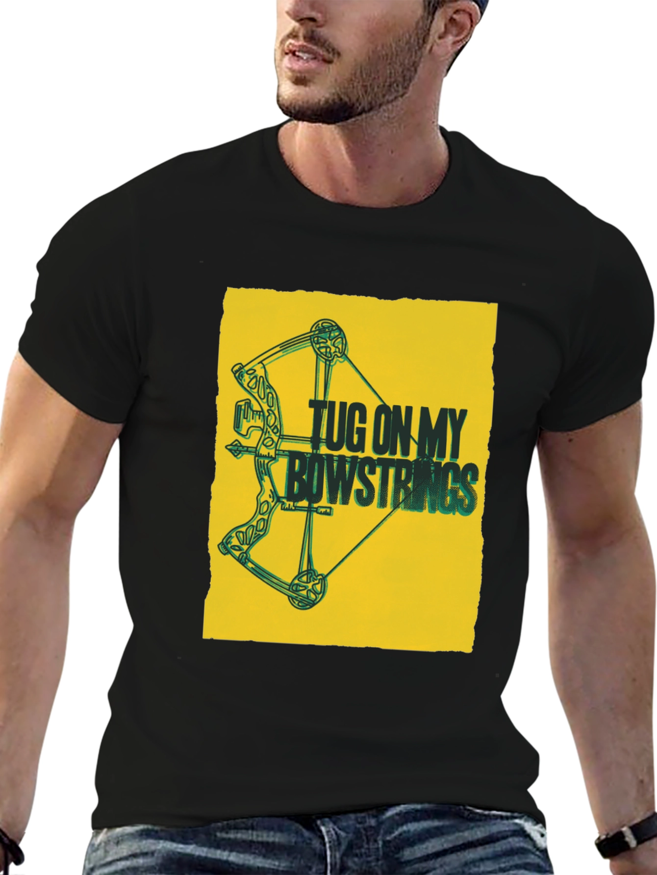 Tug on My Bowstrings Black Graphic Tee