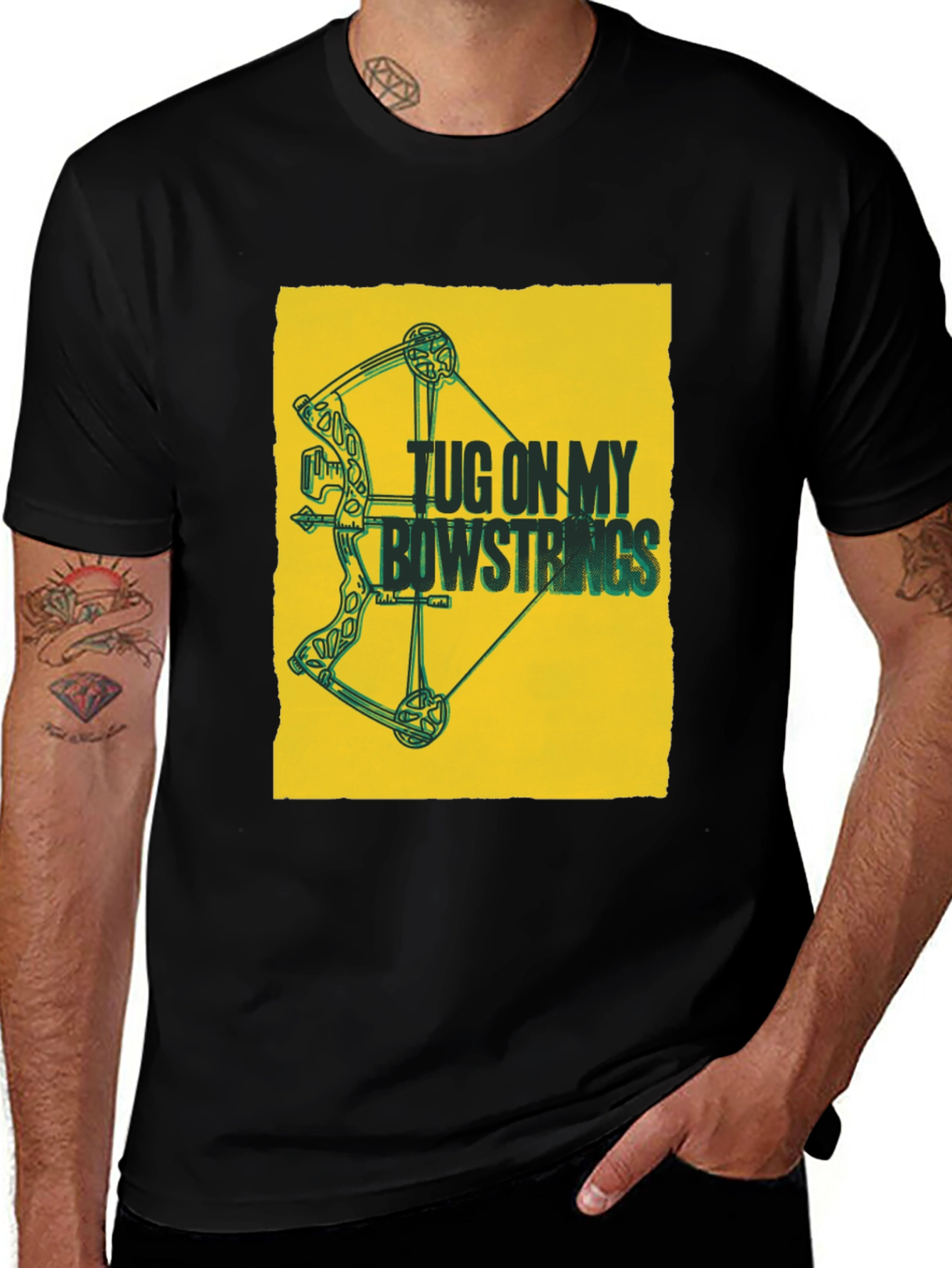Tug on My Bowstrings Black Graphic Tee