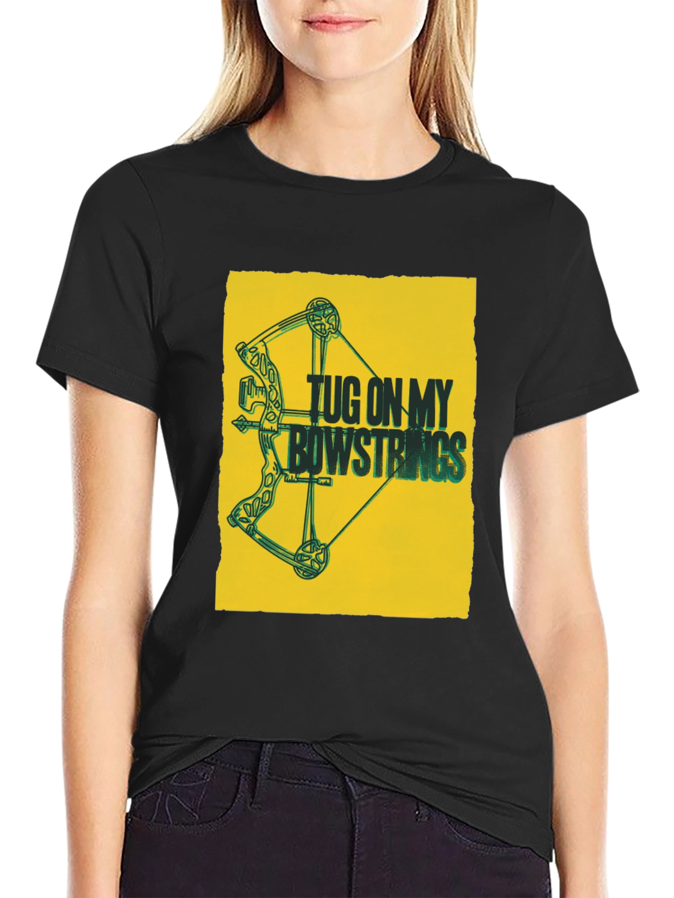 Tug on My Bowstrings Black Graphic Tee