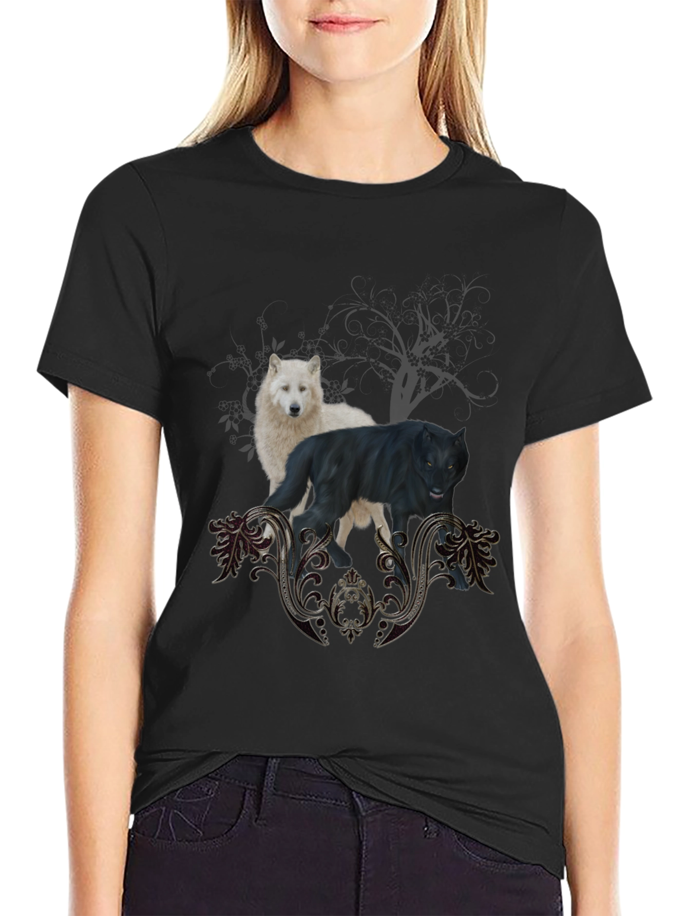 Wolf Pack Graphic Black T-Shirt