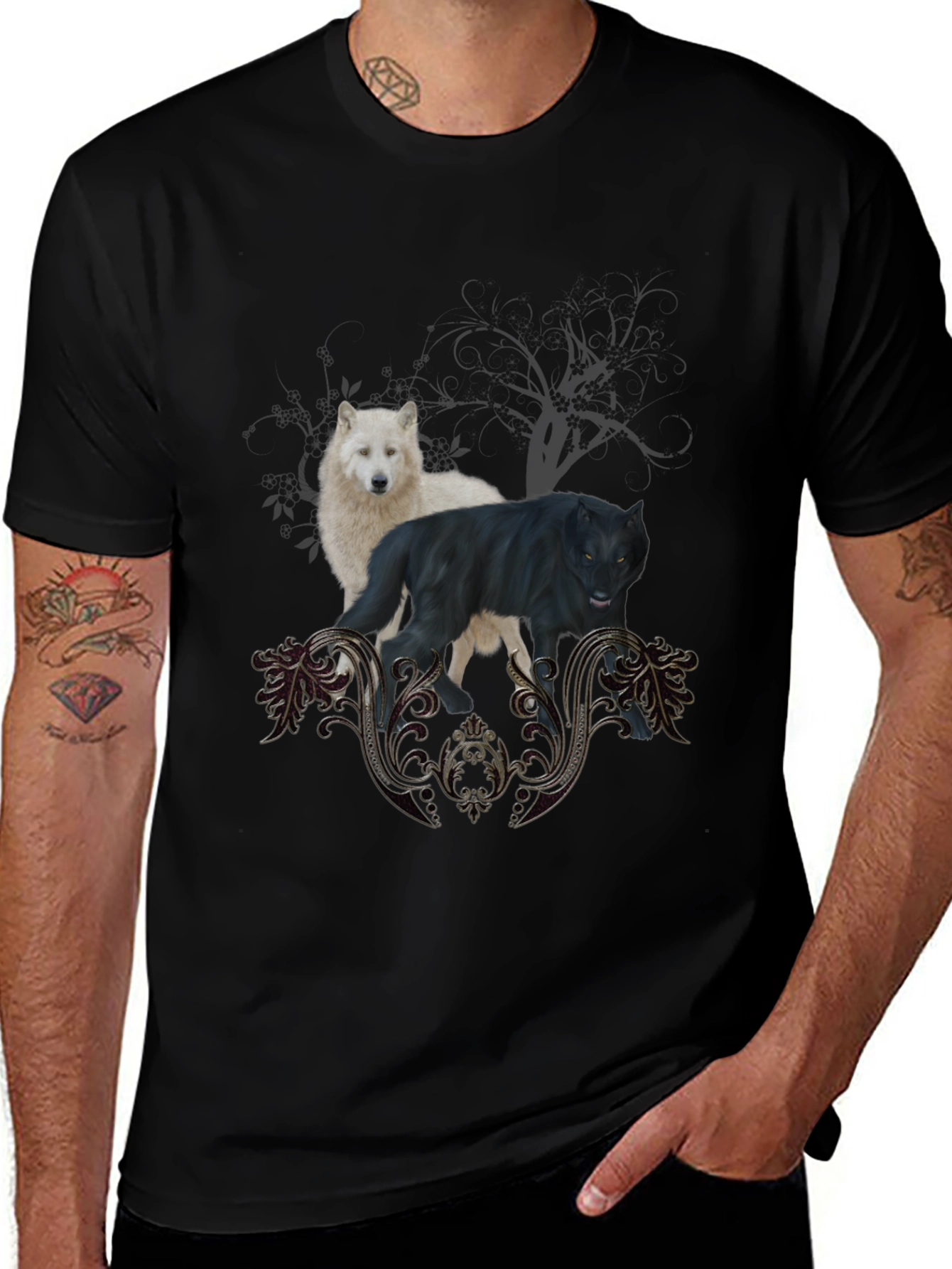 Wolf Pack Graphic Black T-Shirt