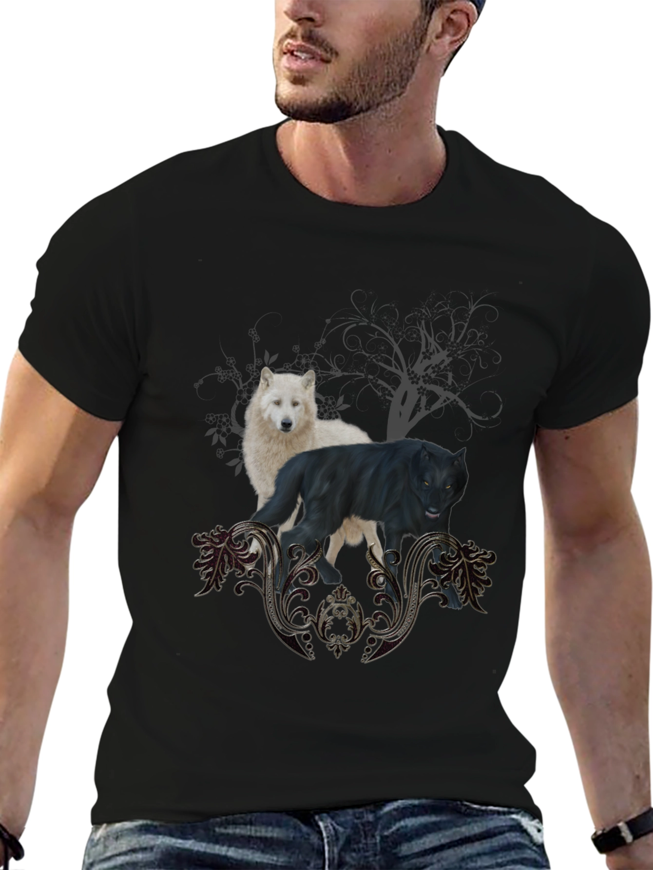 Wolf Pack Graphic Black T-Shirt