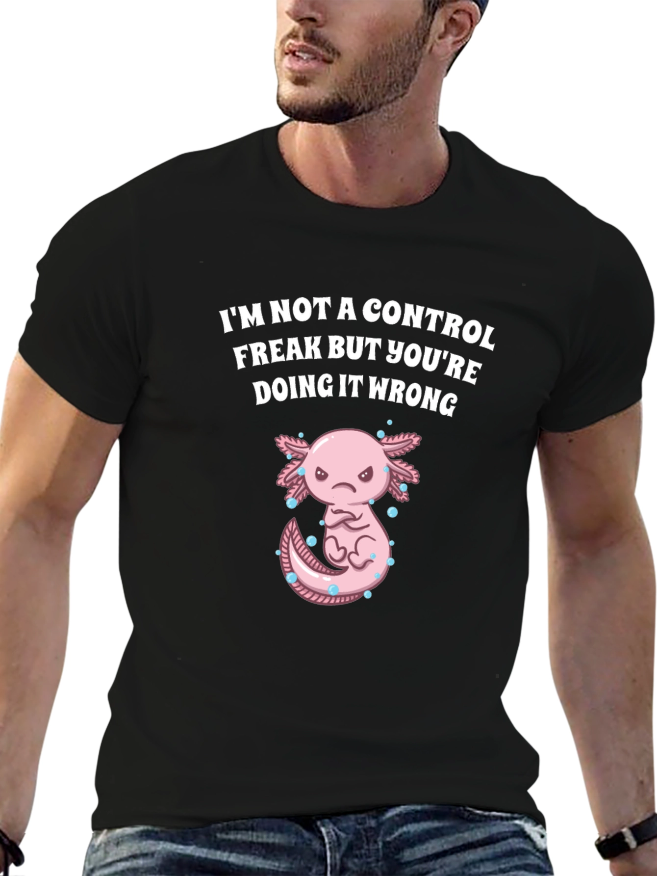 Control Freak Axolotl Funny Graphic Tee