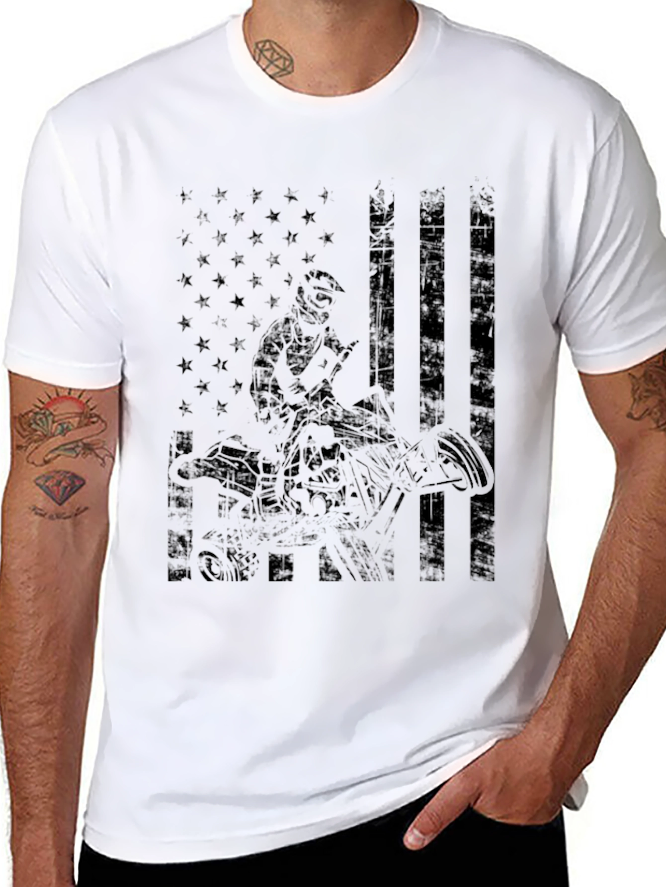 Patriotic ATV Rider Graphic Tee - Black