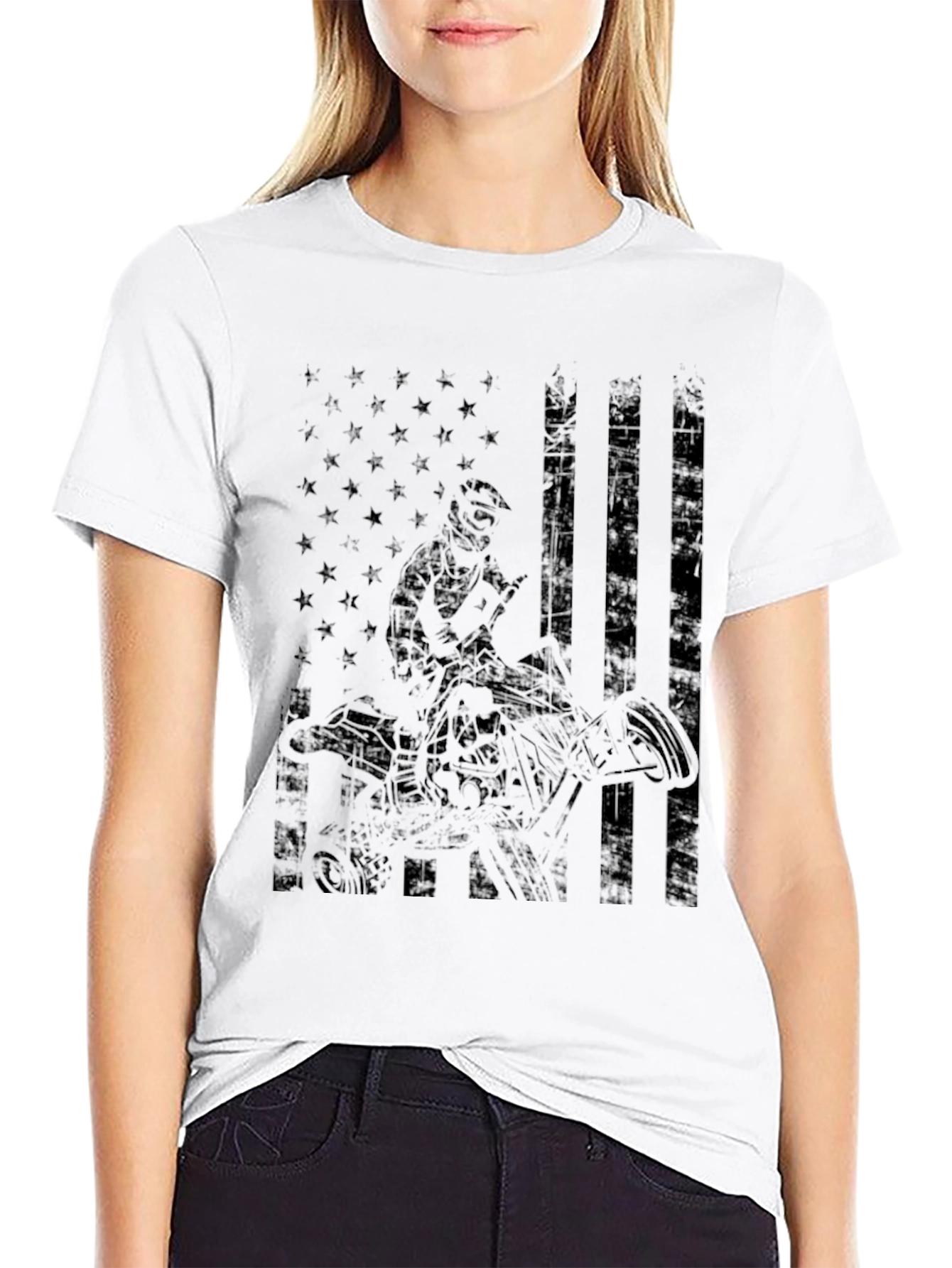 Patriotic ATV Rider Graphic Tee - Black
