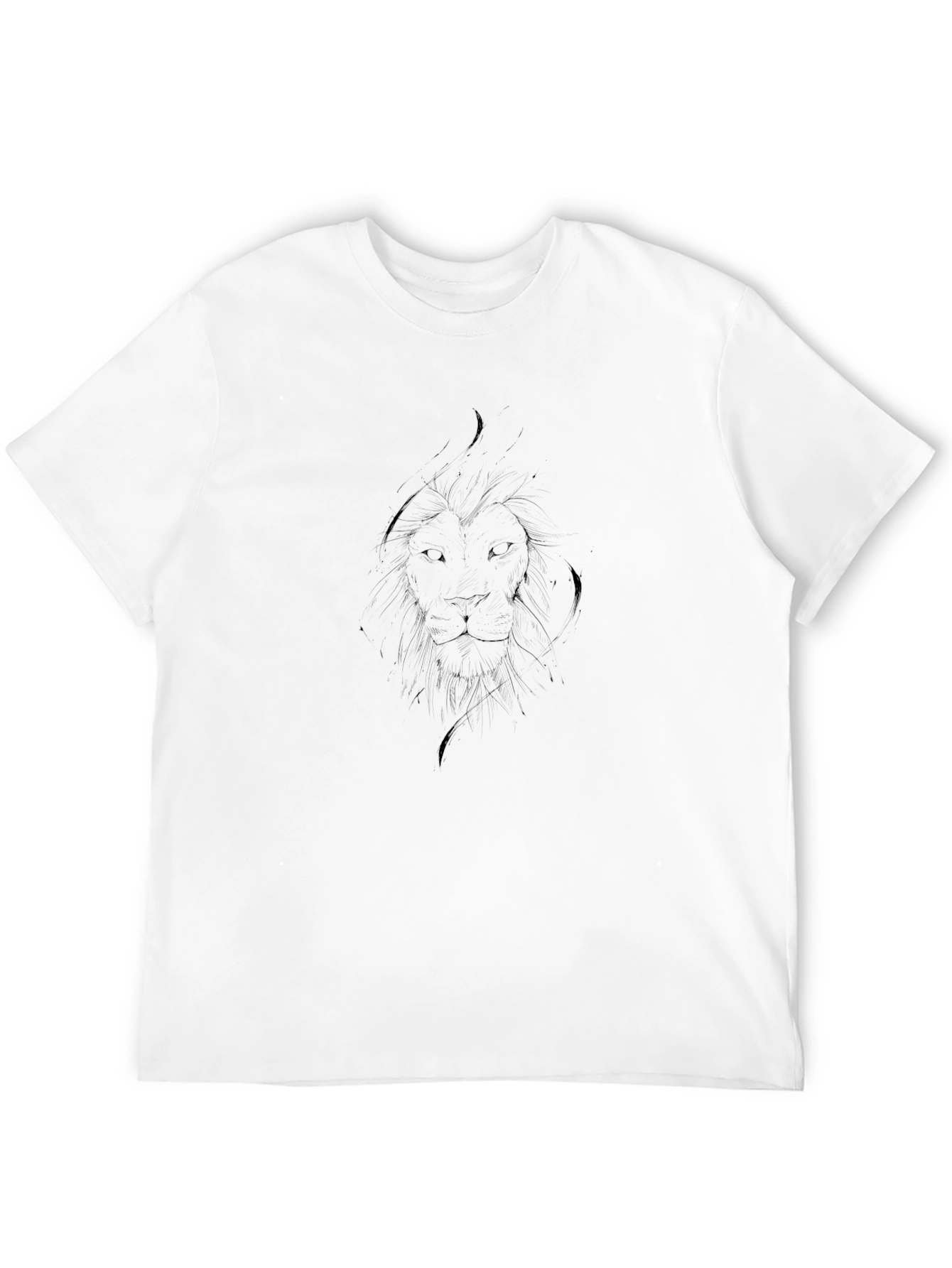 Black Lion Sketch Graphic Tee - Casual Style
