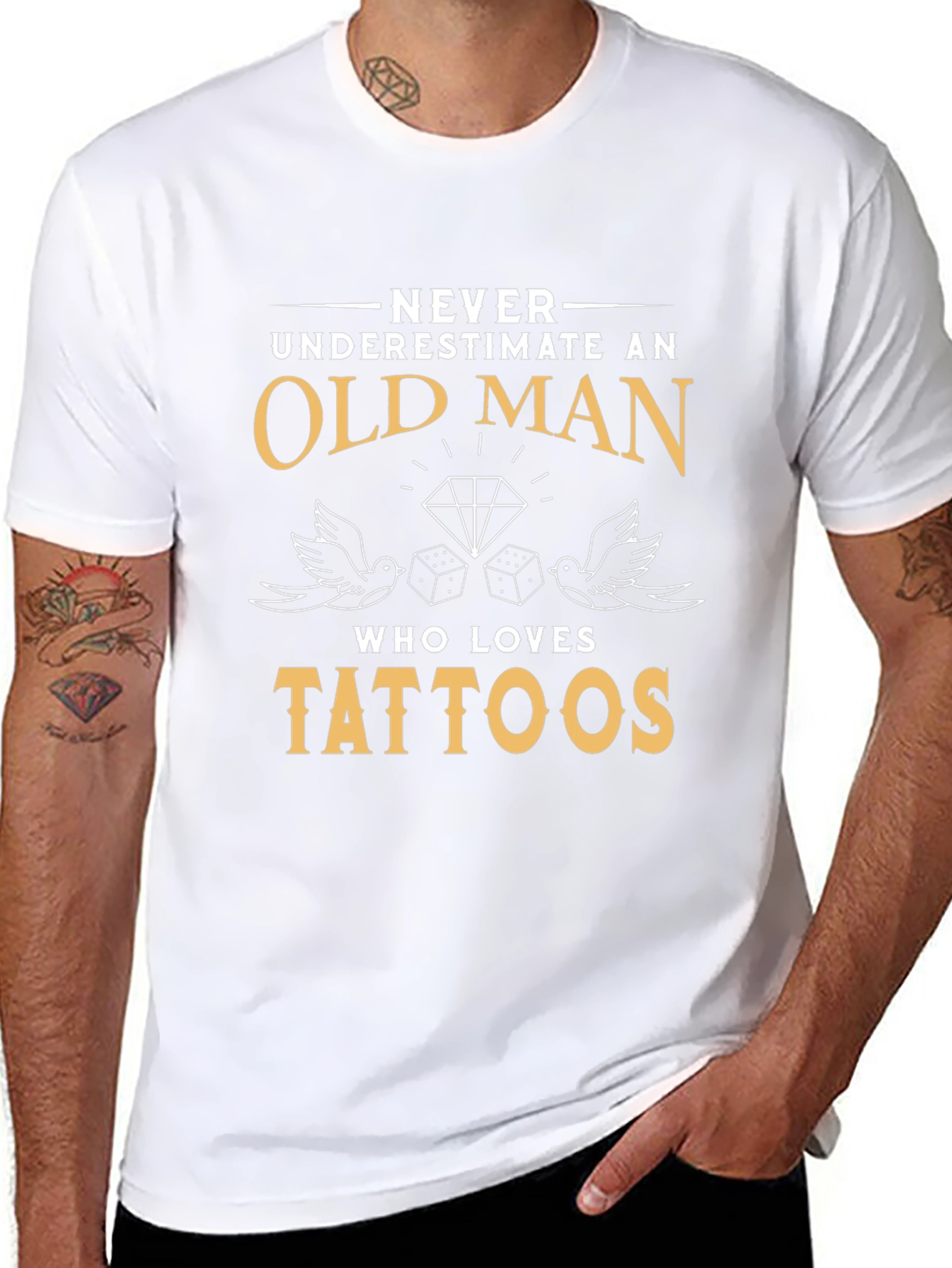 Old Man Tattoos Graphic Tee - Black