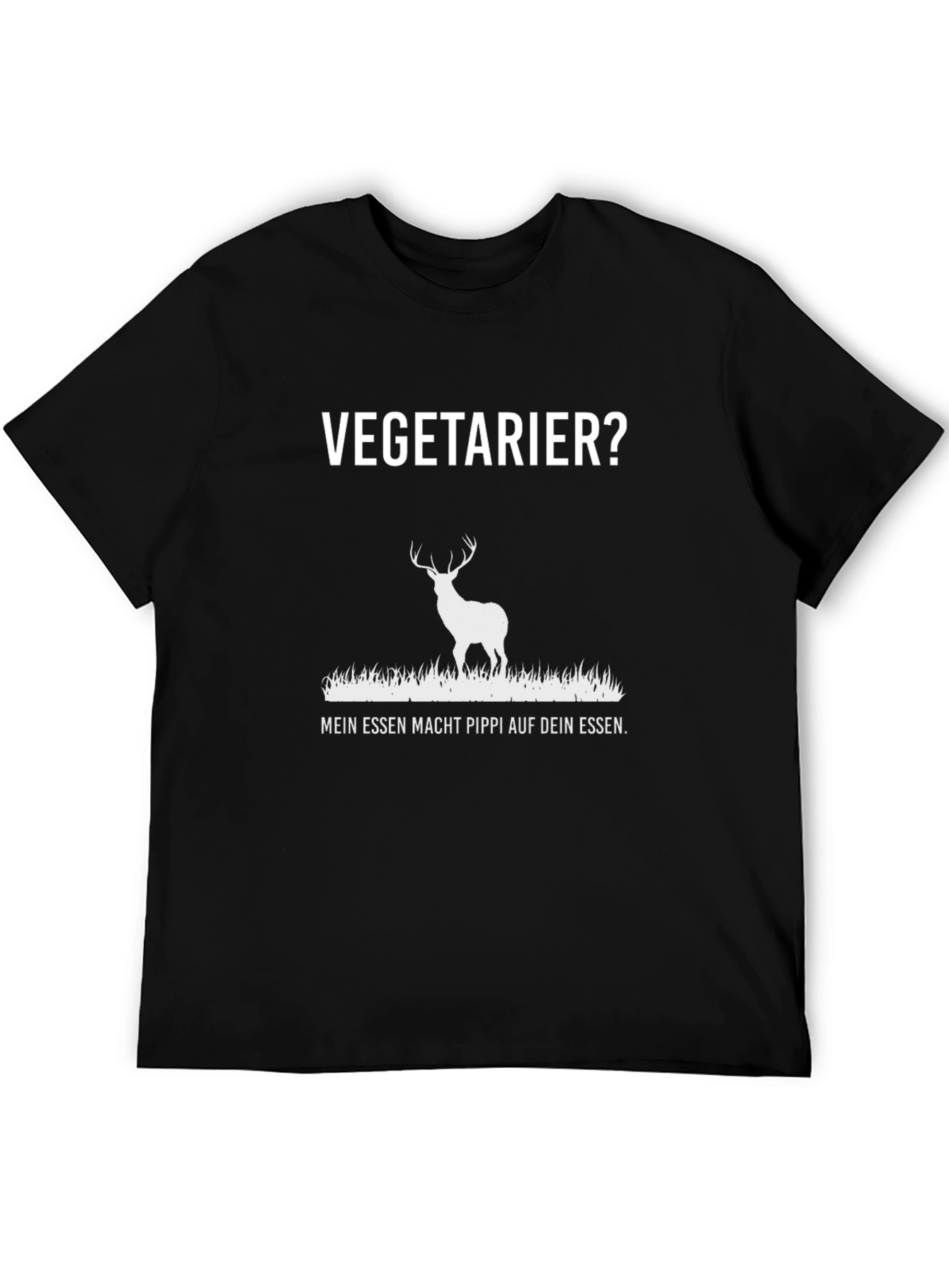 Vegetarier? Deer Graphic Tee - Black Cotton T-Shirt
