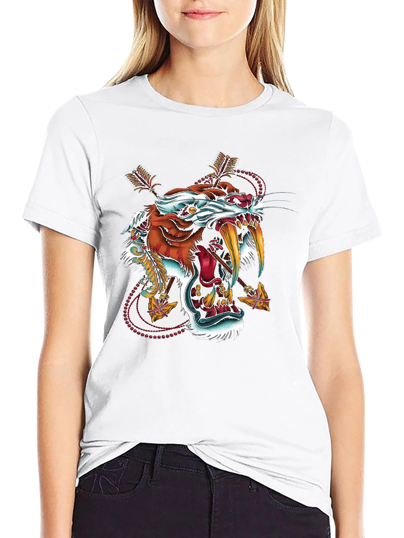 Mens Black Graphic Tee - Fierce Tiger Design