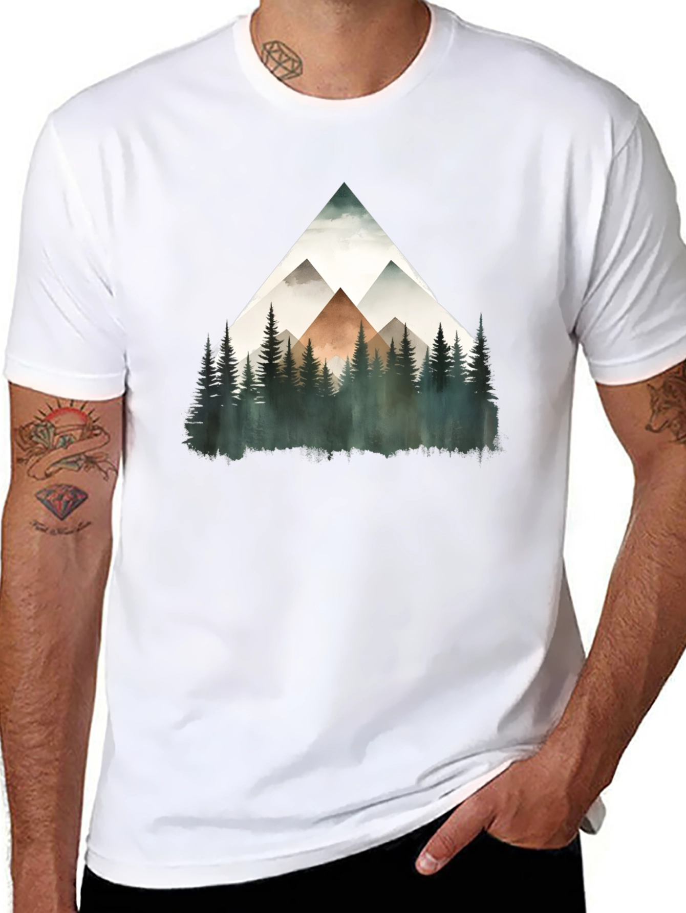 Mountain Forest Graphic Tee - Black