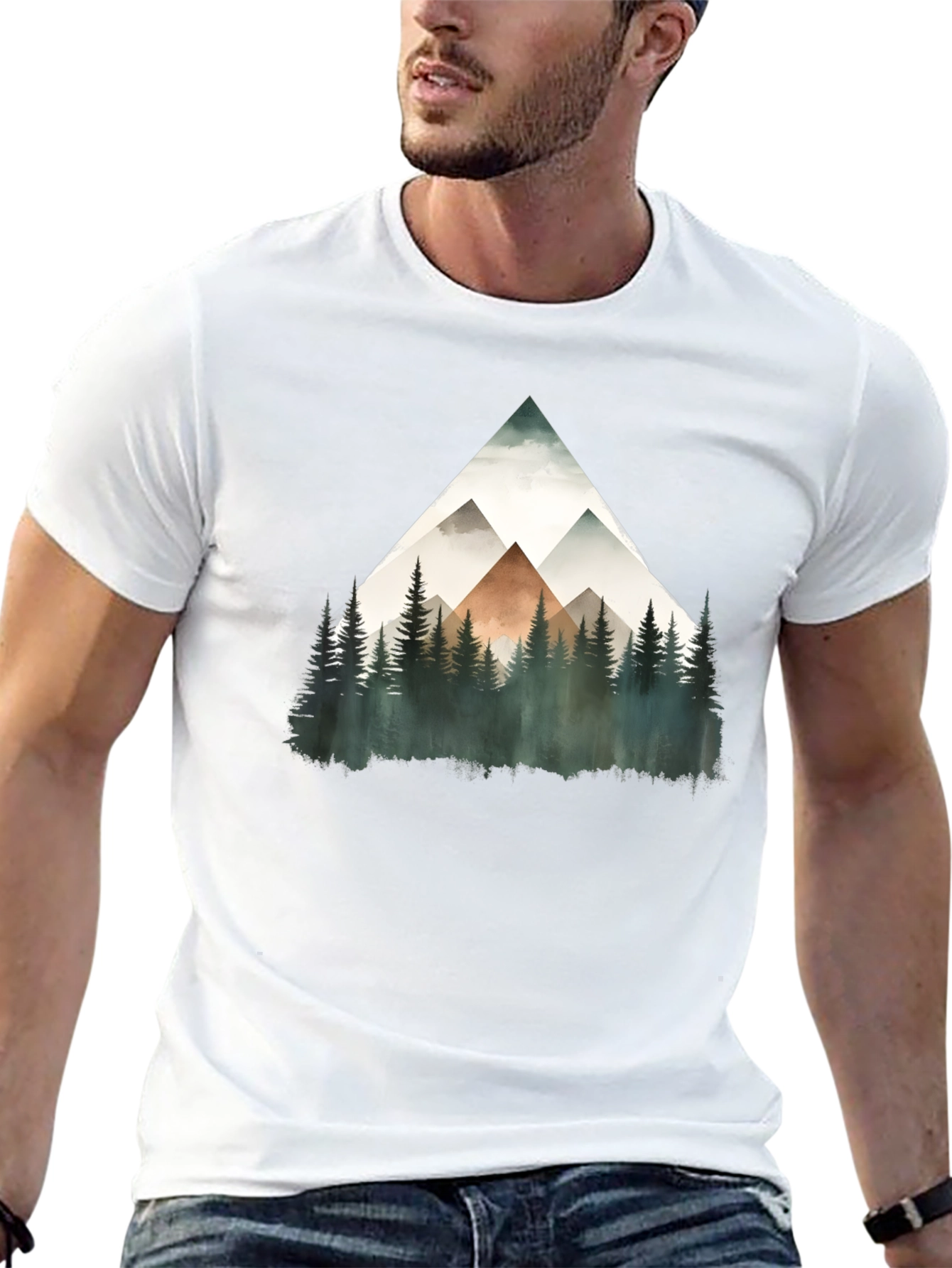 Mountain Forest Graphic Tee - Black