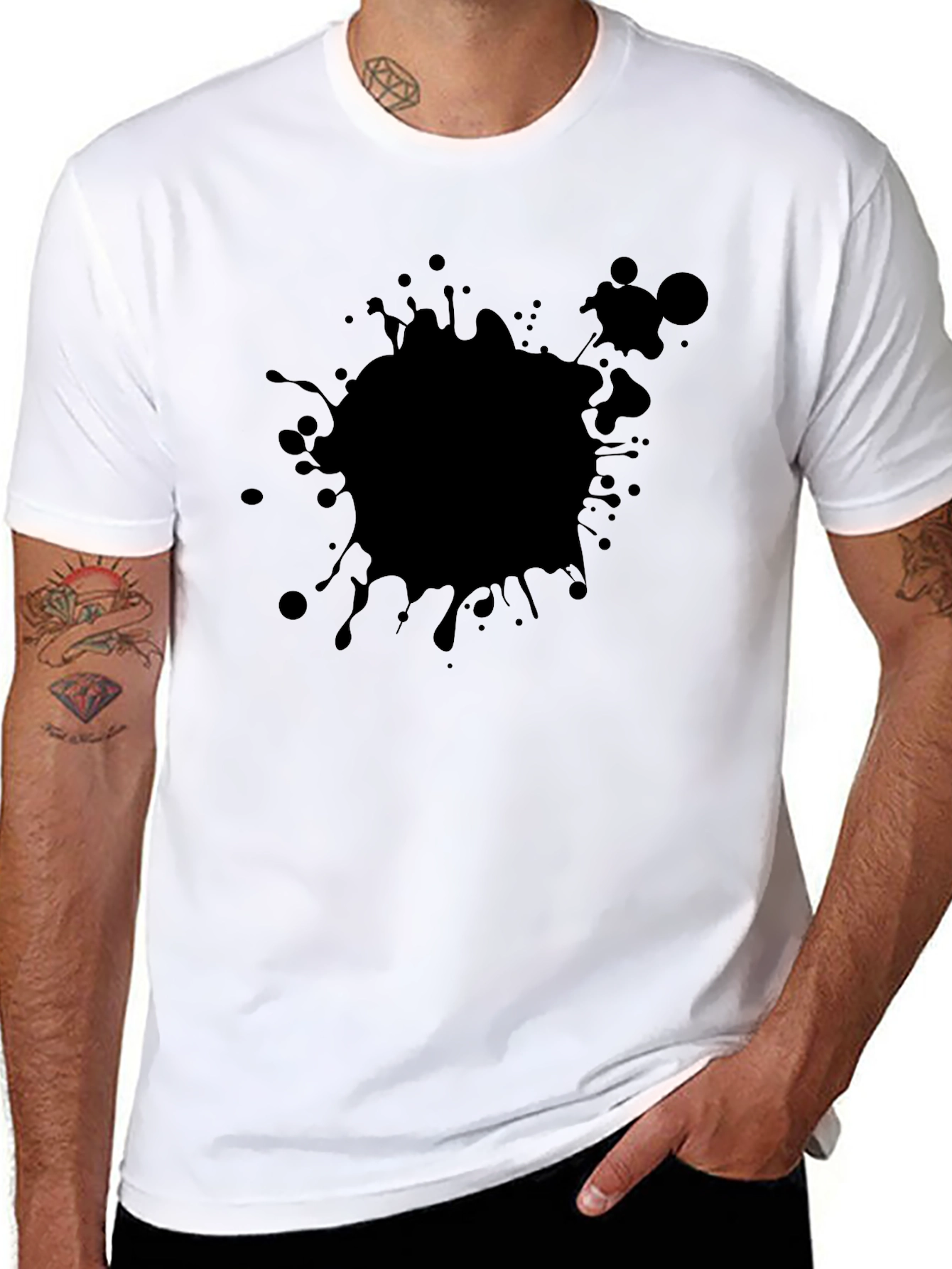 Black Splatter Graphic Tee - Casual Cotton T-Shirt
