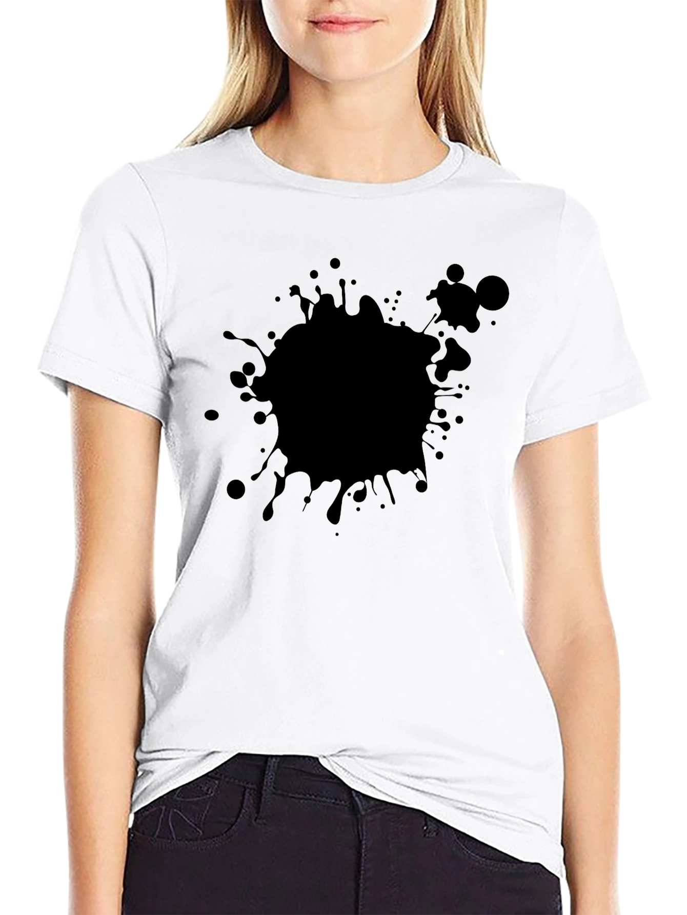 Black Splatter Graphic Tee - Casual Cotton T-Shirt