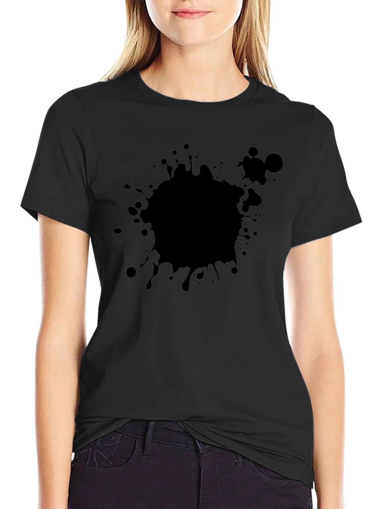 Black Splatter Graphic Tee - Casual Cotton T-Shirt
