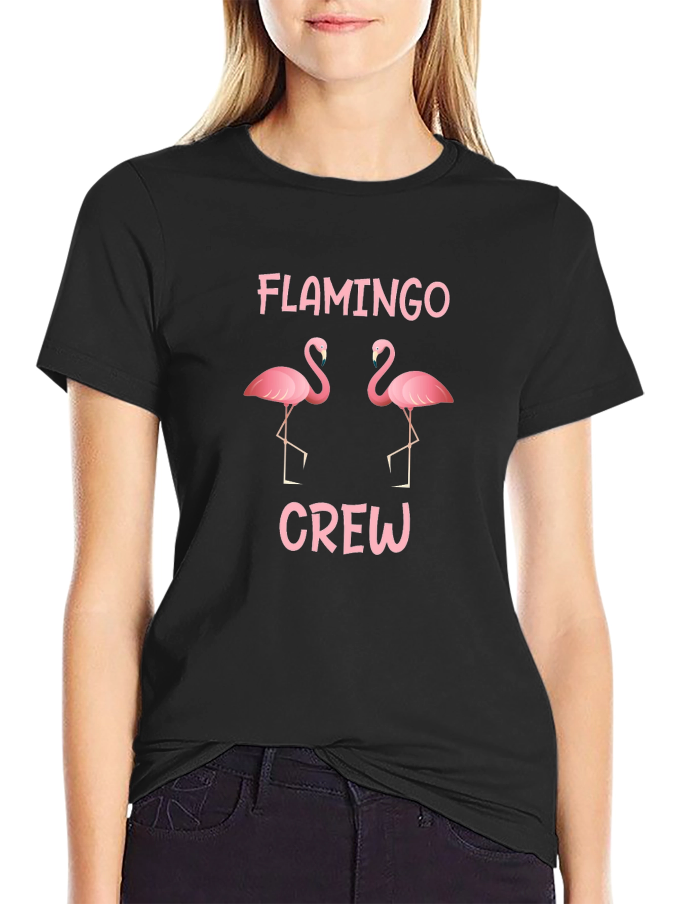 Flamingo Crew Graphic Tee - Black