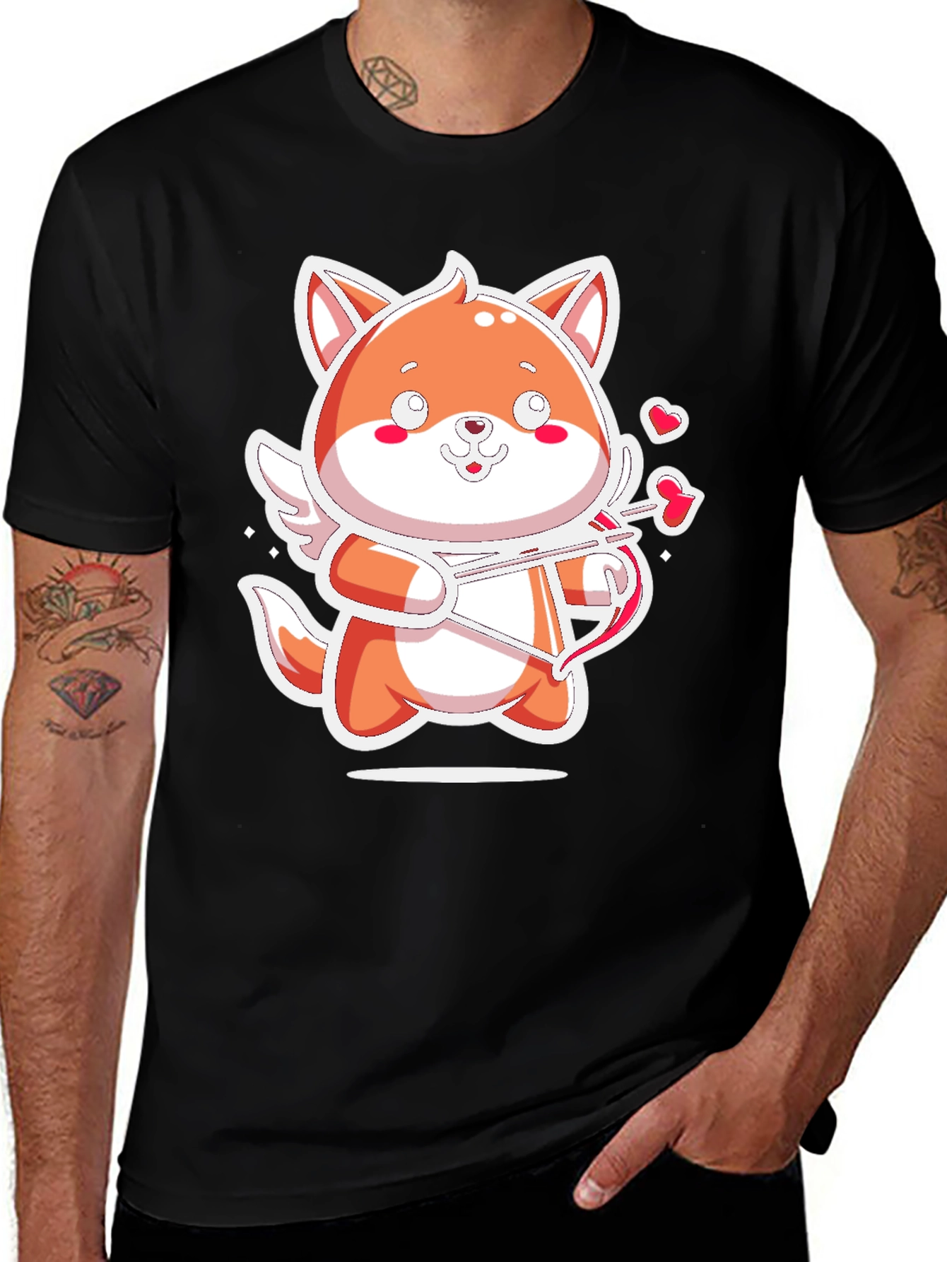 Cute Cupid Fox T-Shirt - Valentines Day Gift