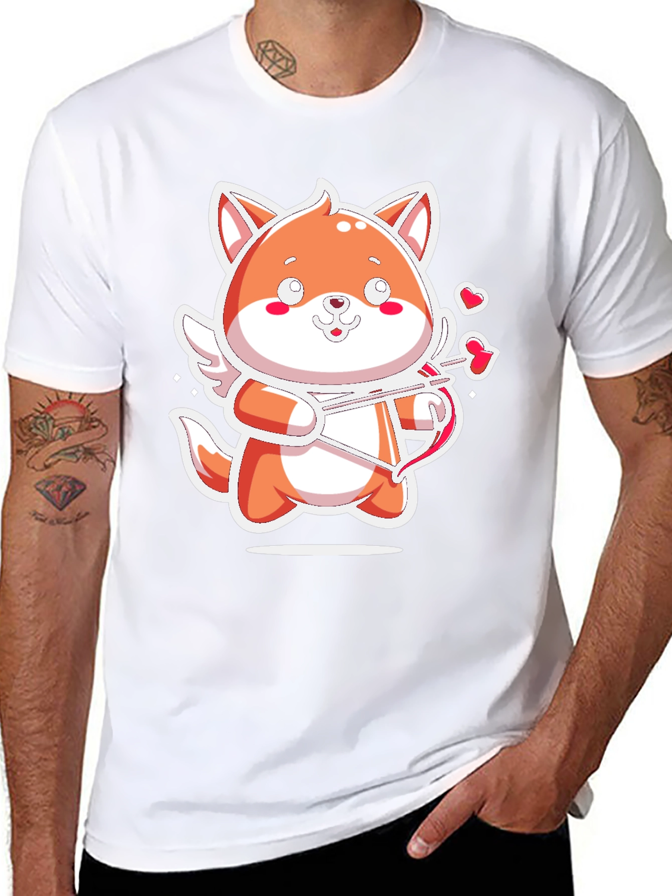 Cute Cupid Fox T-Shirt - Valentines Day Gift