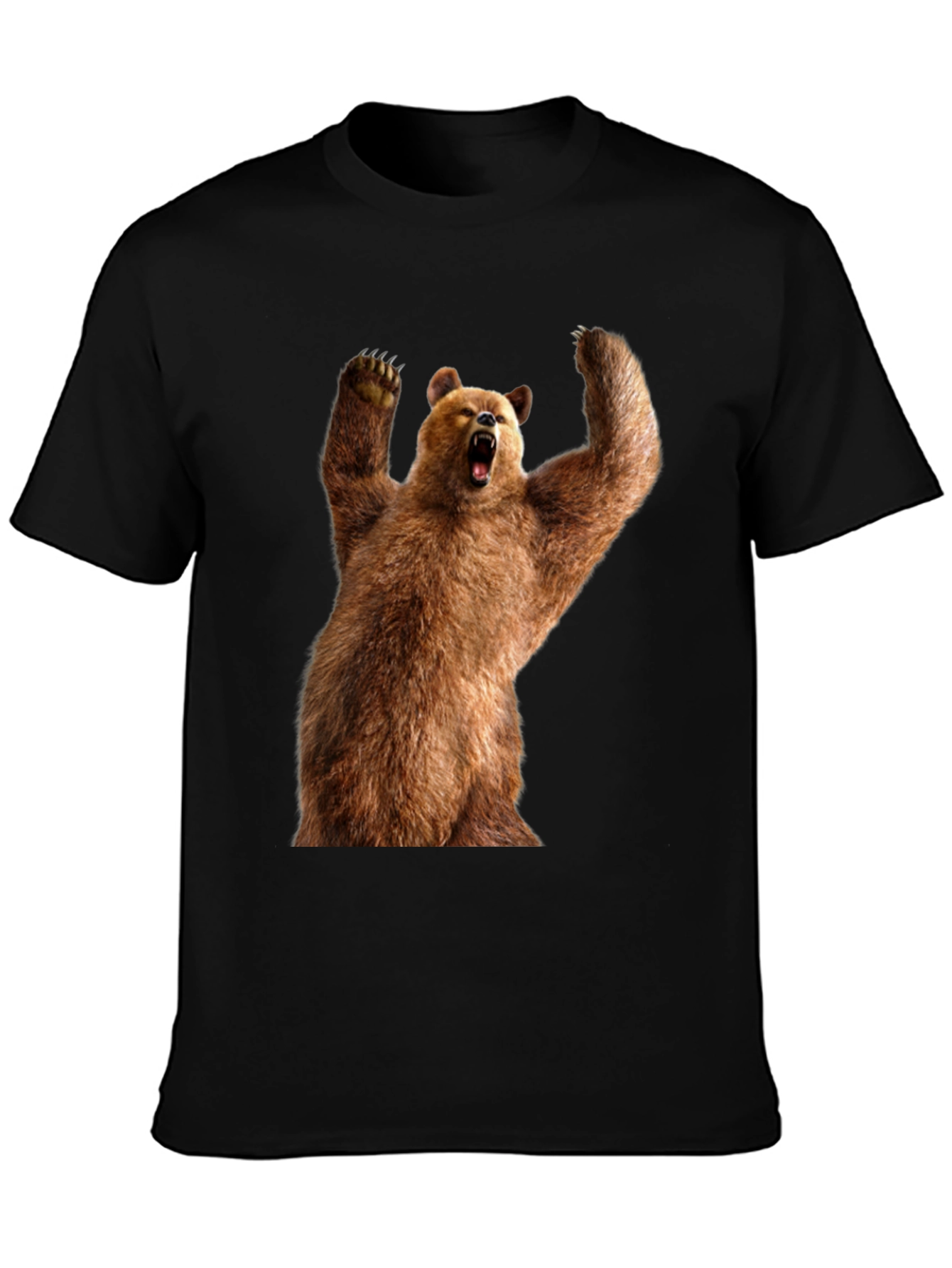 Grizzly Bear Graphic Tee - Black Cotton T-Shirt