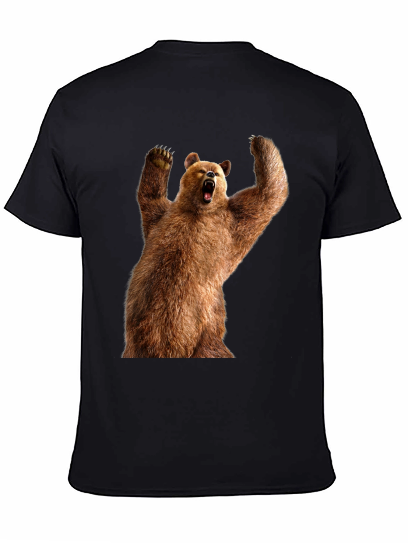 Grizzly Bear Graphic Tee - Black Cotton T-Shirt