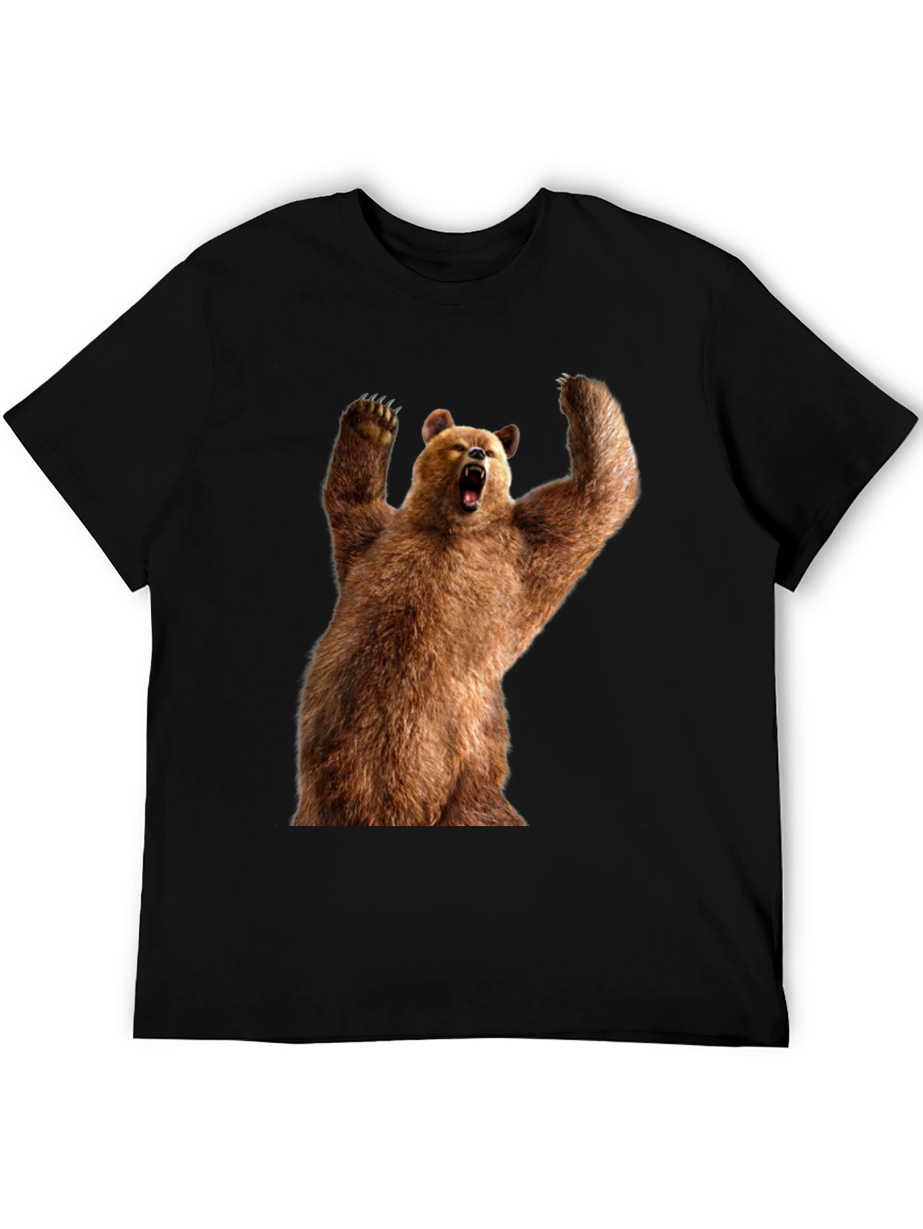 Grizzly Bear Graphic Tee - Black Cotton T-Shirt