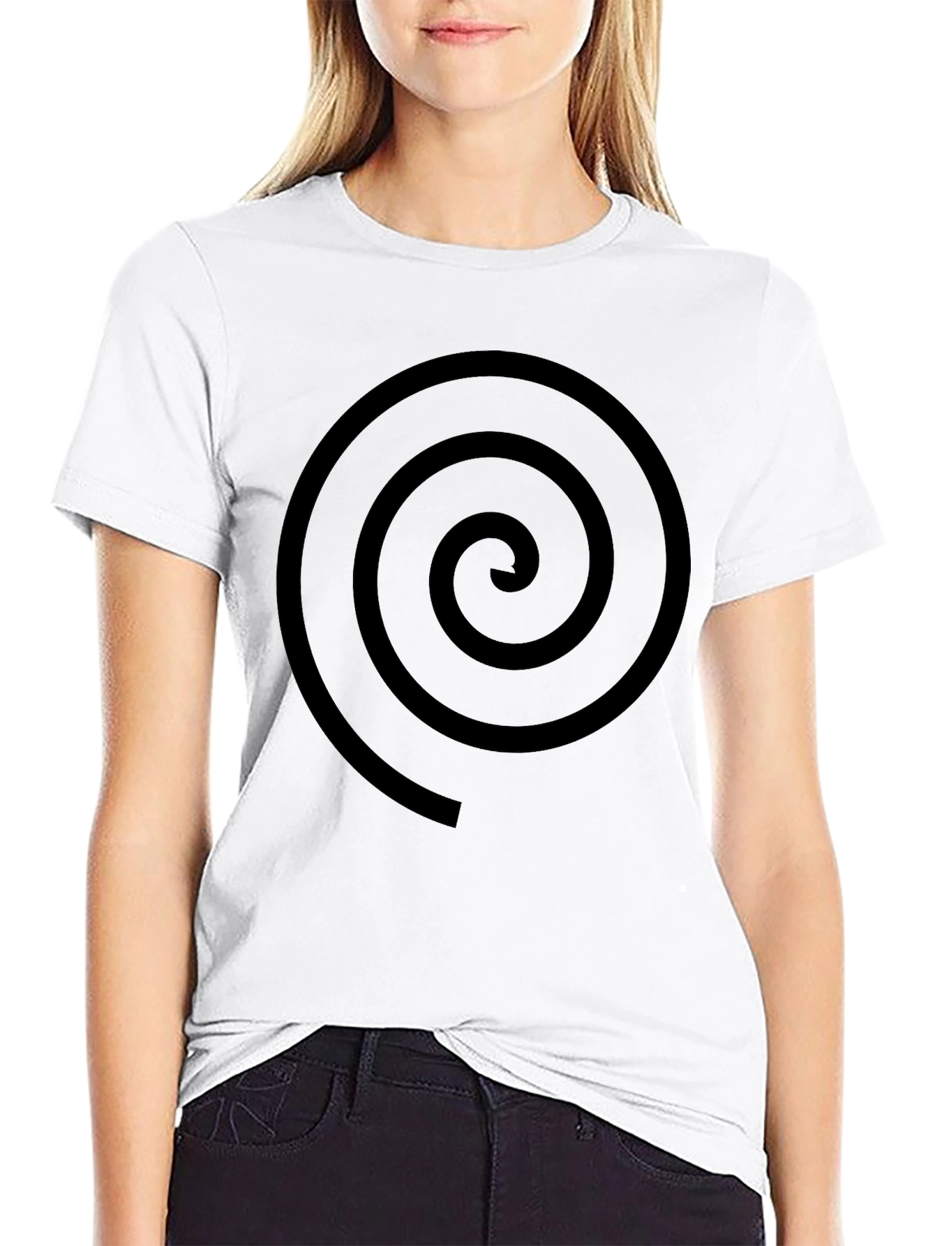 Black Spiral Graphic Tee - Stylish Casual Comfort