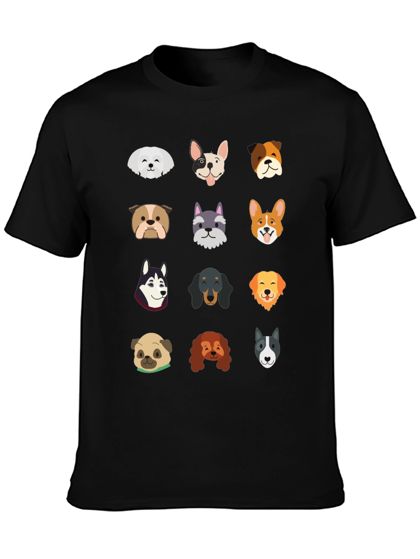 Dog Breed Faces Graphic Print T-Shirt