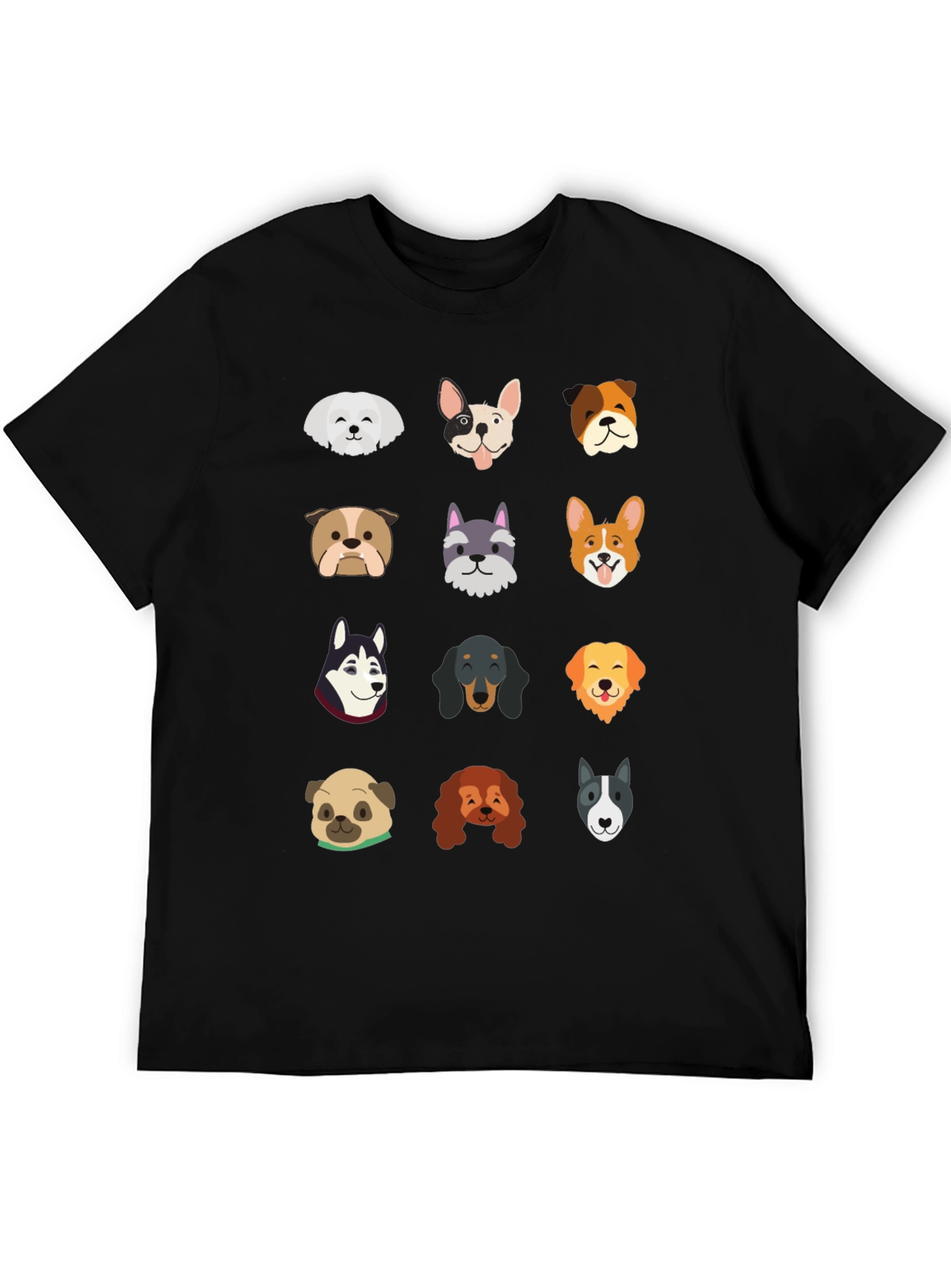 Dog Breed Faces Graphic Print T-Shirt