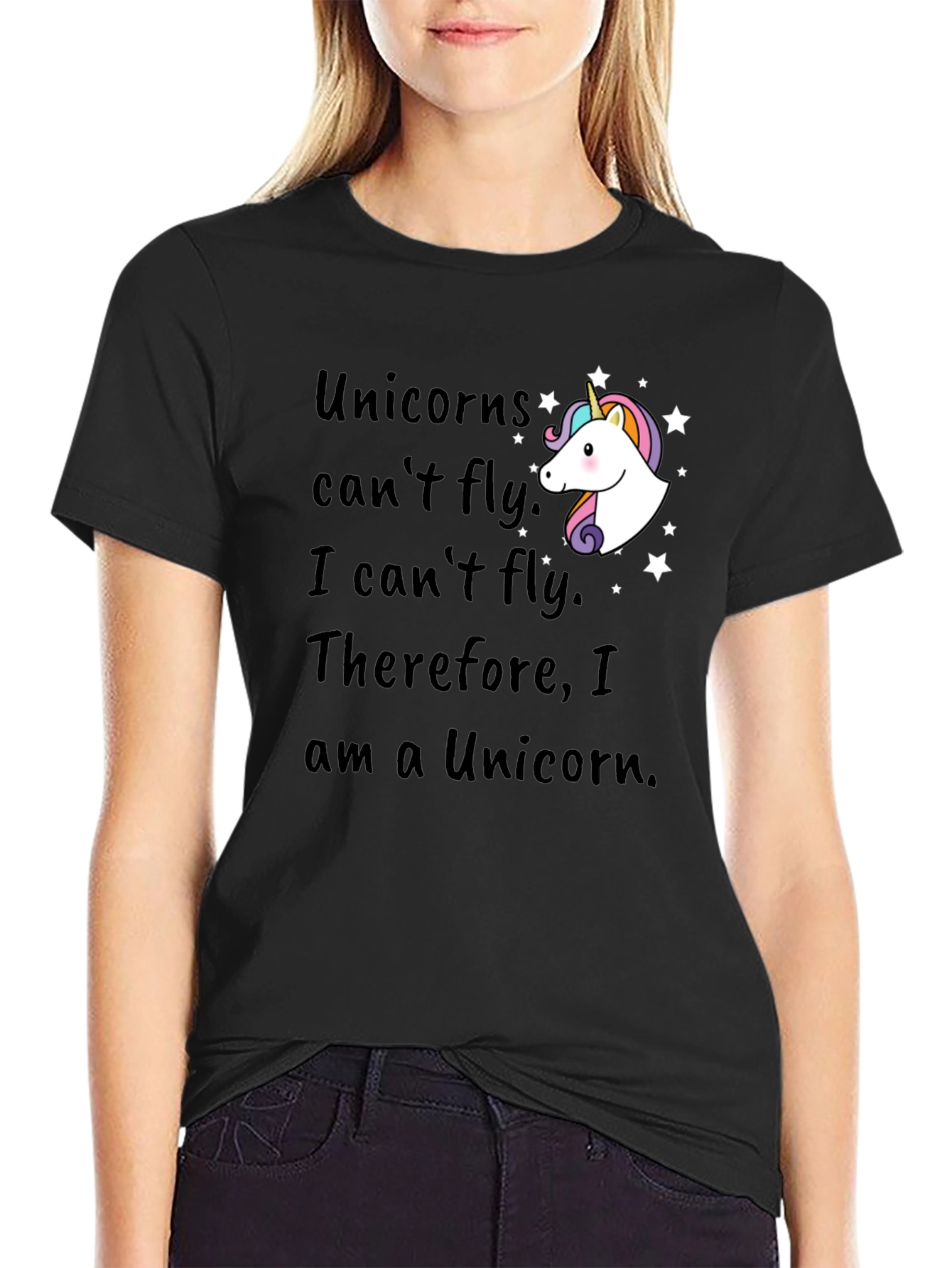 Unicorns Cant Fly Funny Graphic T-Shirt