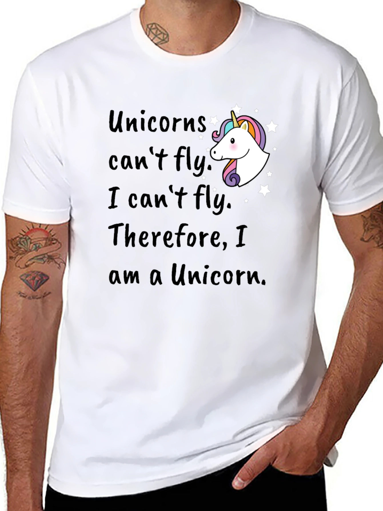Unicorns Cant Fly Funny Graphic T-Shirt