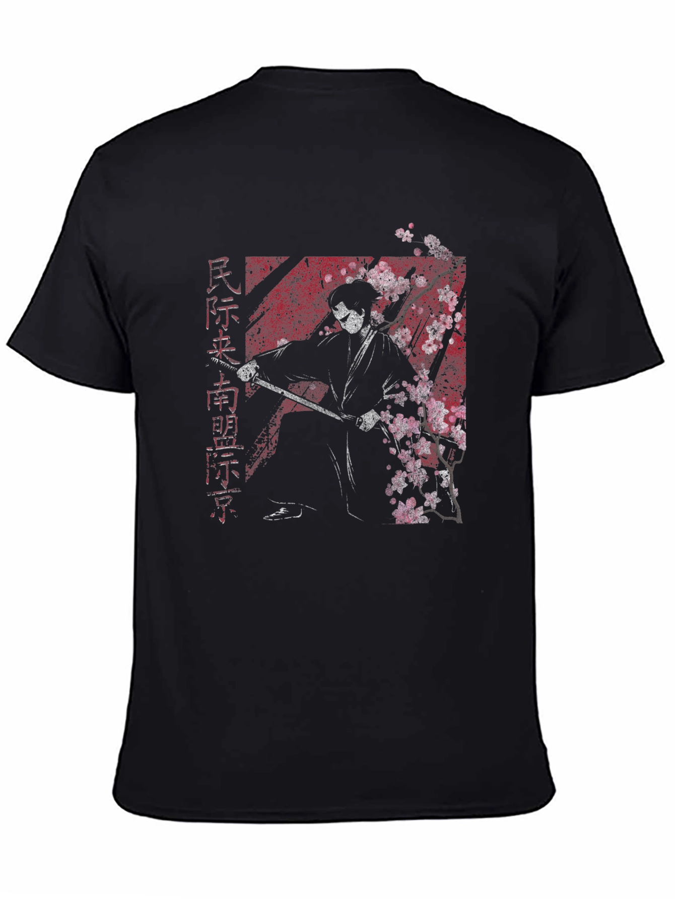 Samurai Graphic Tee - Cherry Blossom Warrior T-Shirt