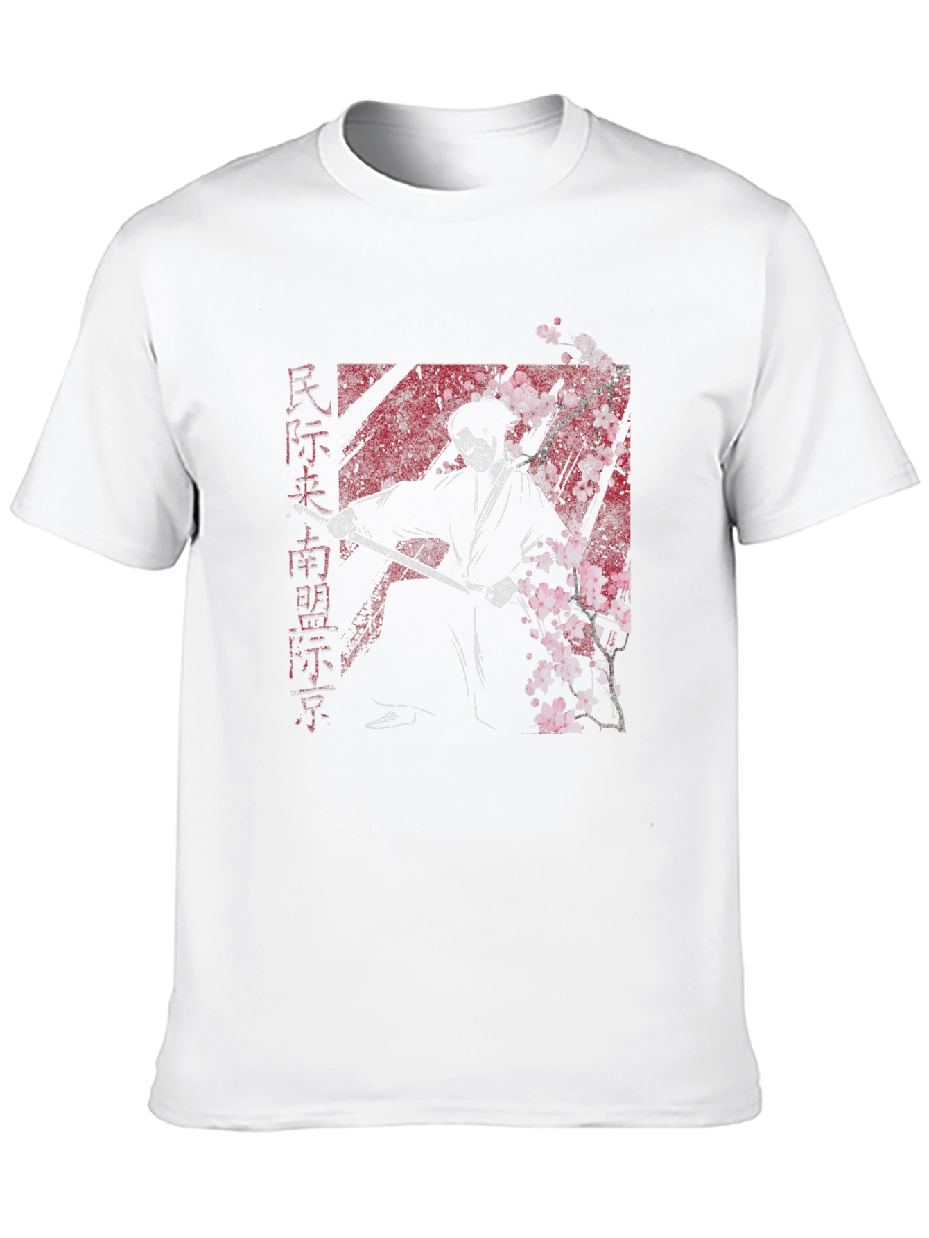 Samurai Graphic Tee - Cherry Blossom Warrior T-Shirt