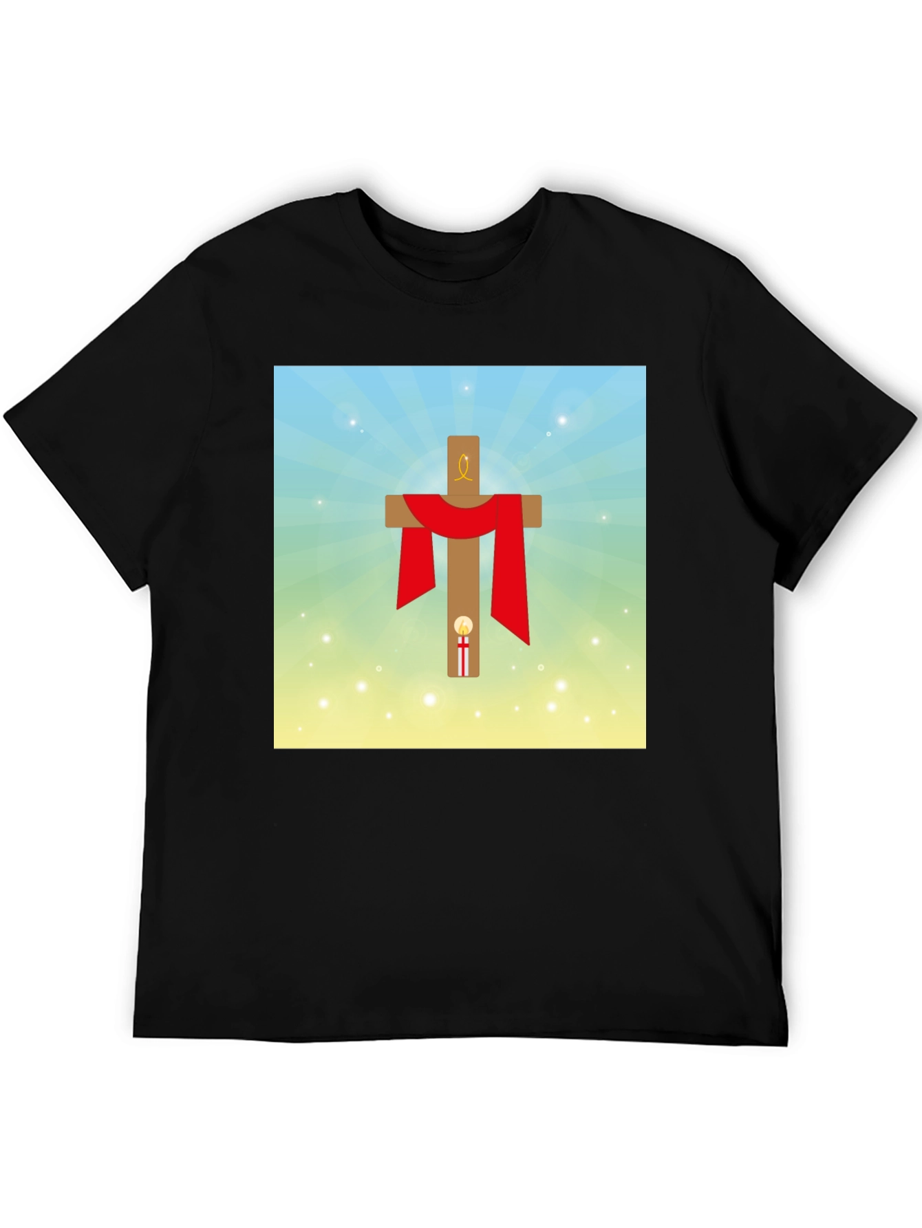 Religious Graphic T-Shirt: Cross with Red Drape