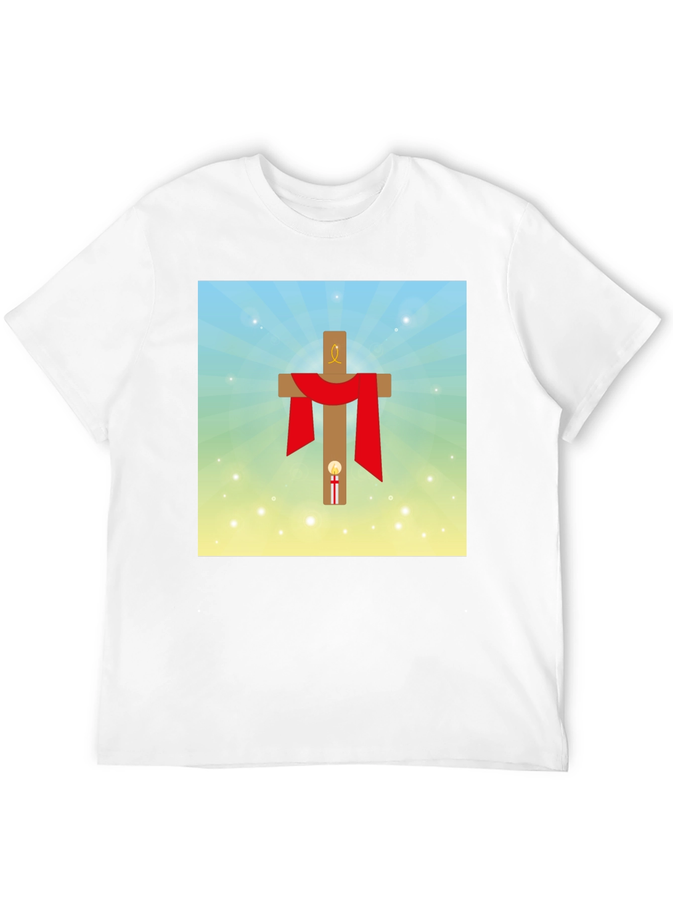 Religious Graphic T-Shirt: Cross with Red Drape