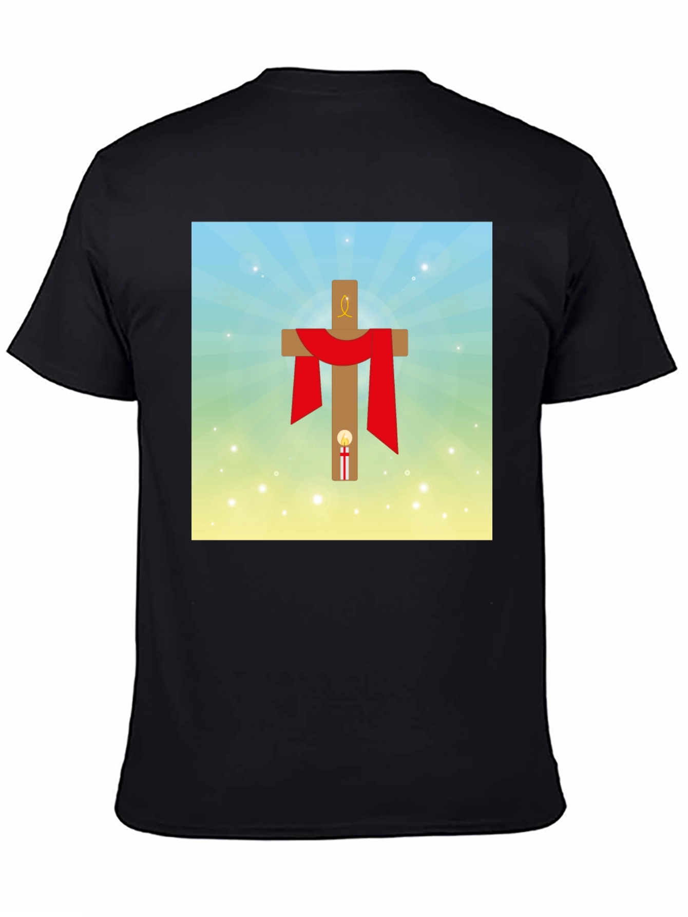 Religious Graphic T-Shirt: Cross with Red Drape