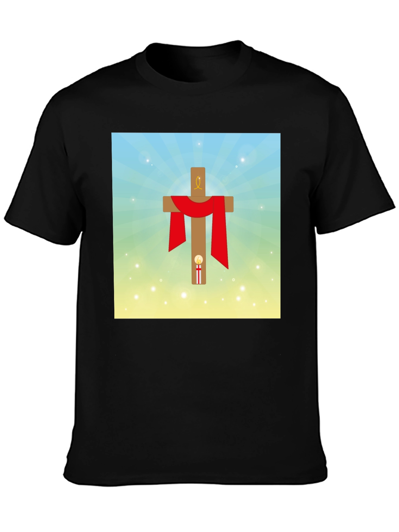Religious Graphic T-Shirt: Cross with Red Drape