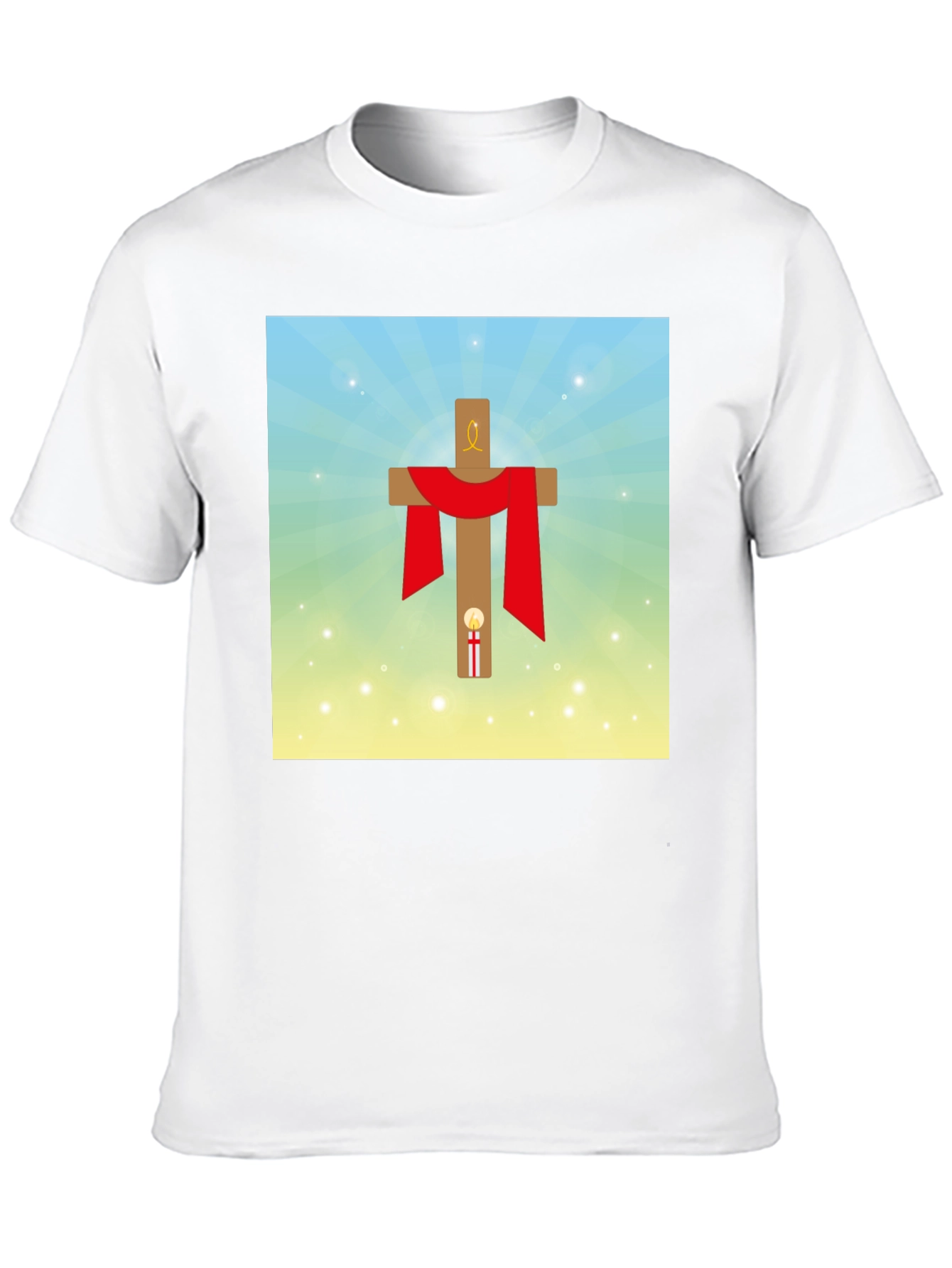 Religious Graphic T-Shirt: Cross with Red Drape